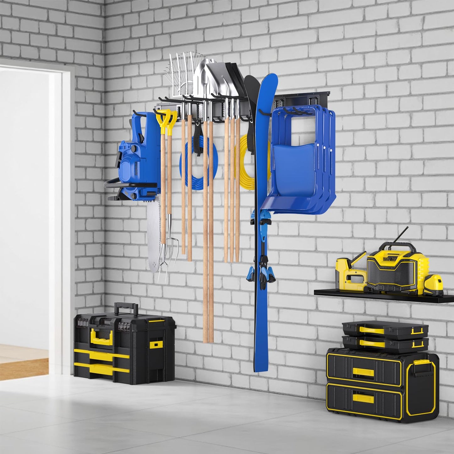 GBEER Garage Storage, Wall Mount Tool Storage Rack, 48 Inch Heavy-Duty Garage Organization Hook Set with Adjustable Rails, Tool Organizers and Storage Broom Holder Wall Mount, Gifts for Men
