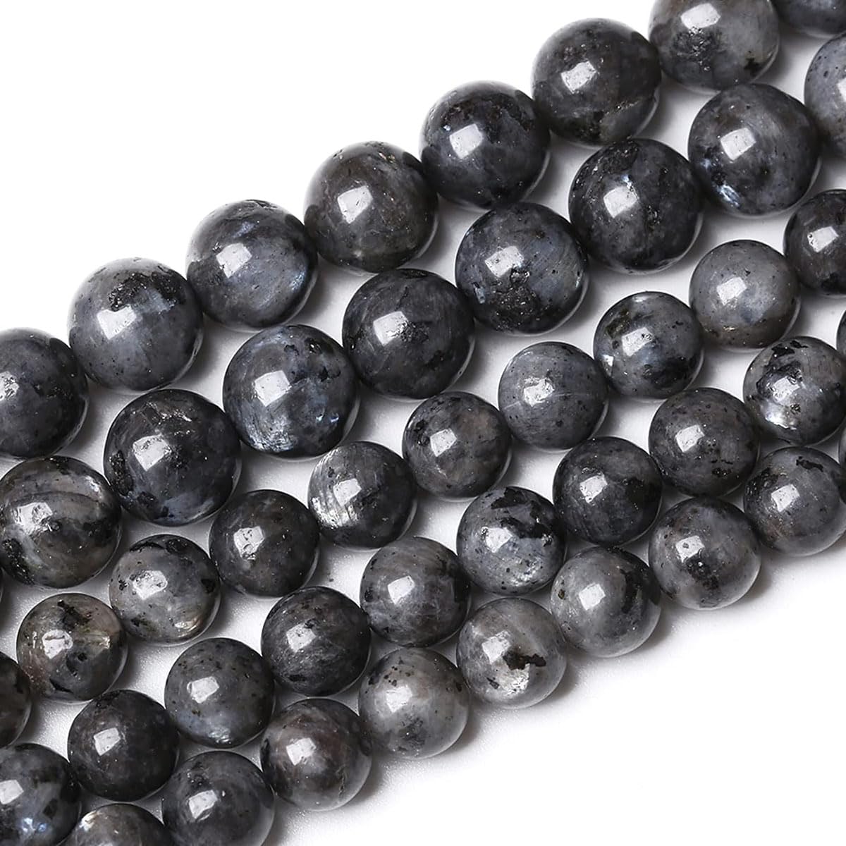 6mm Natural Larvikite Black Labradorite Gemstone Round Loose Beads for Jewelry Making (58-62pcs/strand)