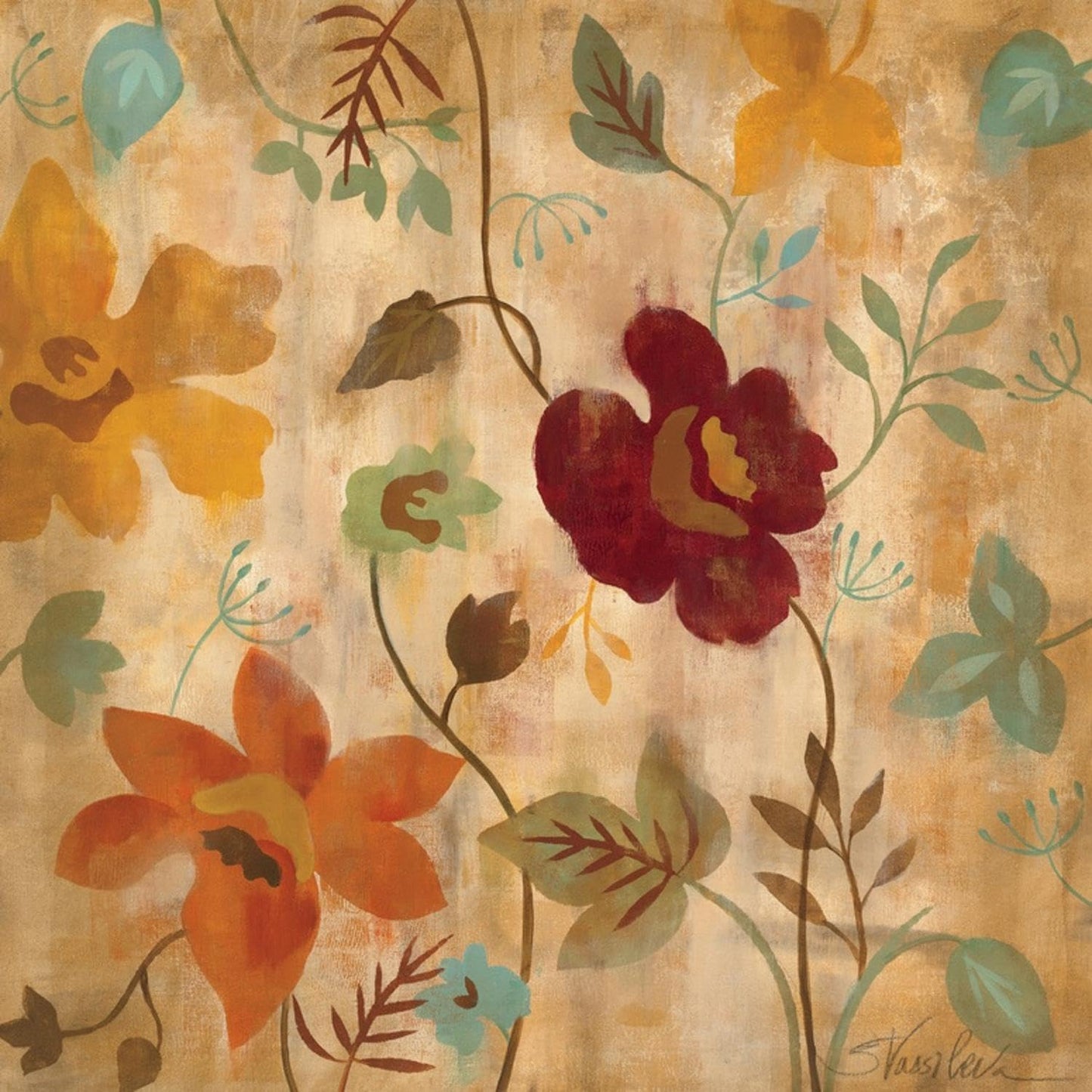 ART.COM Wall Art Print Antique Embroidery I by Silvia Vassileva, 16" x 16"