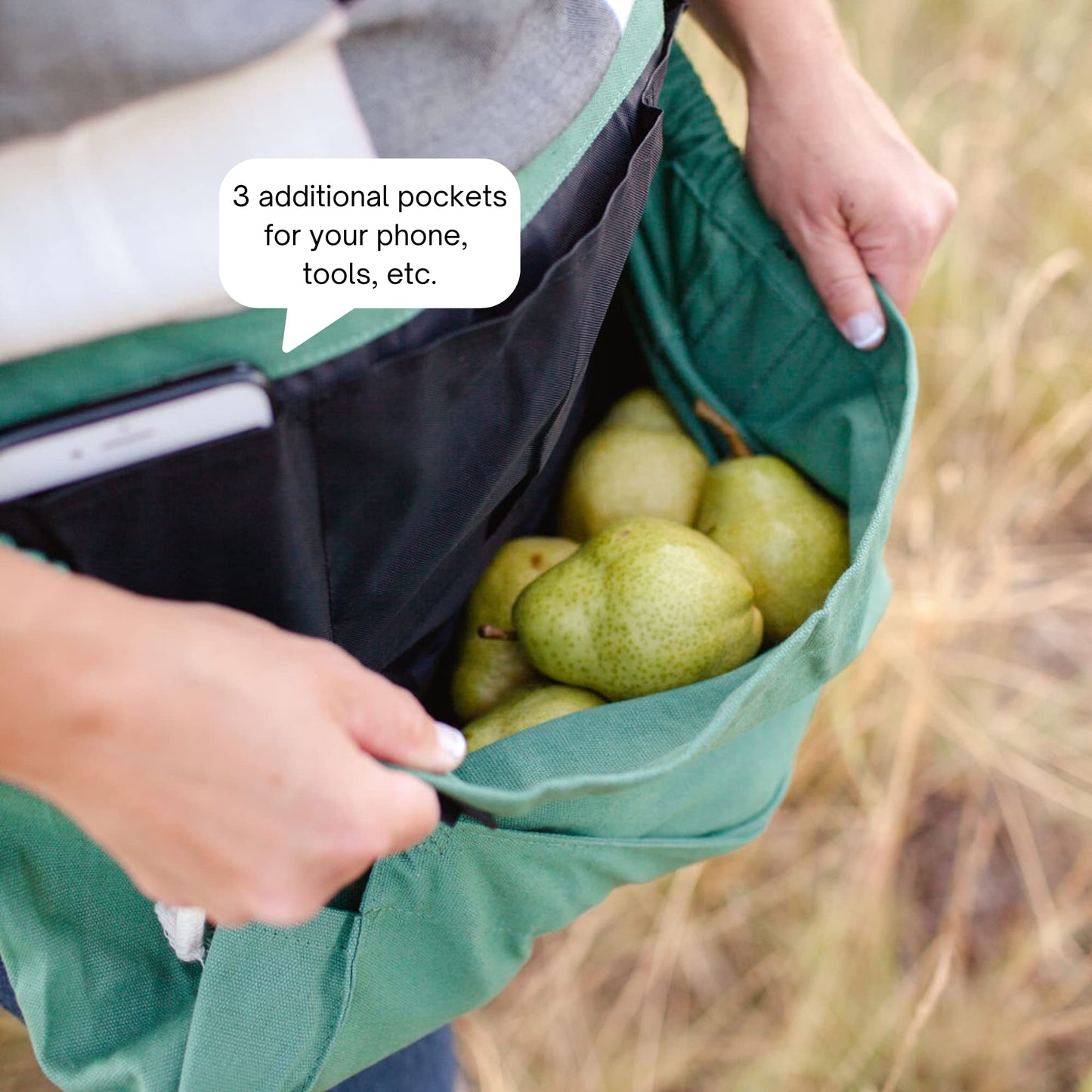 Roo Gardening Waist Apron with Pockets for Women & Men - Canvas Garden Apron with Harvesting Pouch, Water-Resistant, Washable