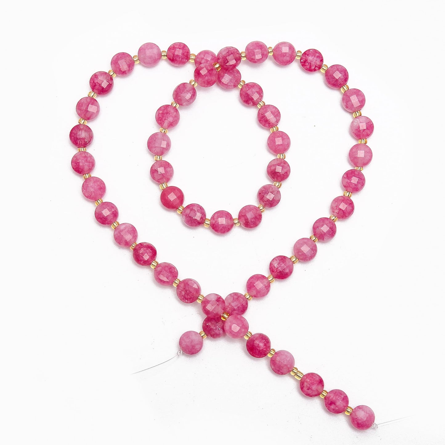 AUREHEN 1 Strand Natural 6mm Faceted Pink Tourmaline Beads for Jewelry Making, Healing Faceted Coin Gemstone Crystal Beads for DIY Bracelet Necklace Crafts