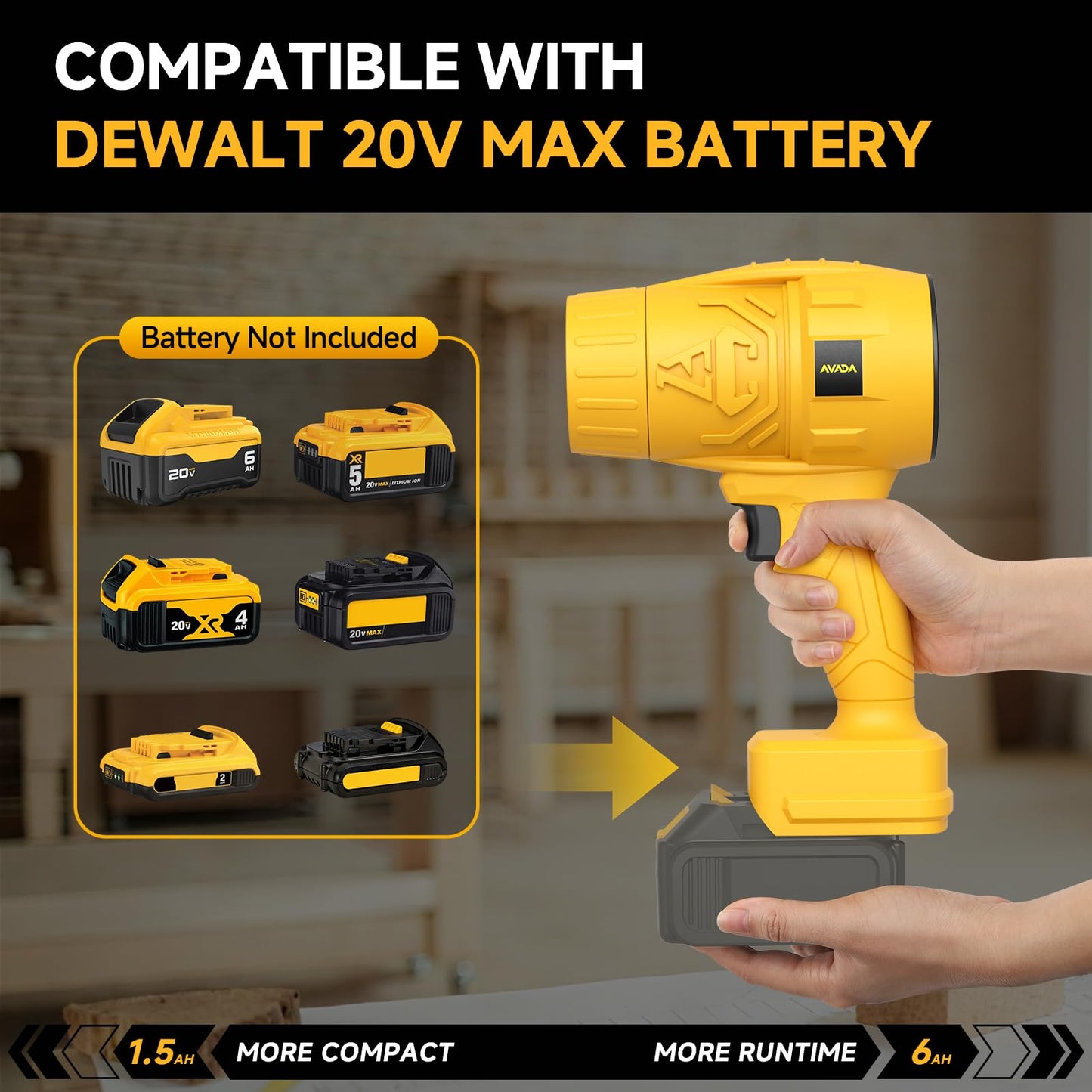 Electric Leaf Blower Cordless for De-walt 20v Max Battery, Handheld Leaf Blowers for Lawn Care, Blowing Leaves ＆ Dust, Turbo Jet Blower Car Dryer,battery Powered Mini Leaf Blower(Battery Not Included)