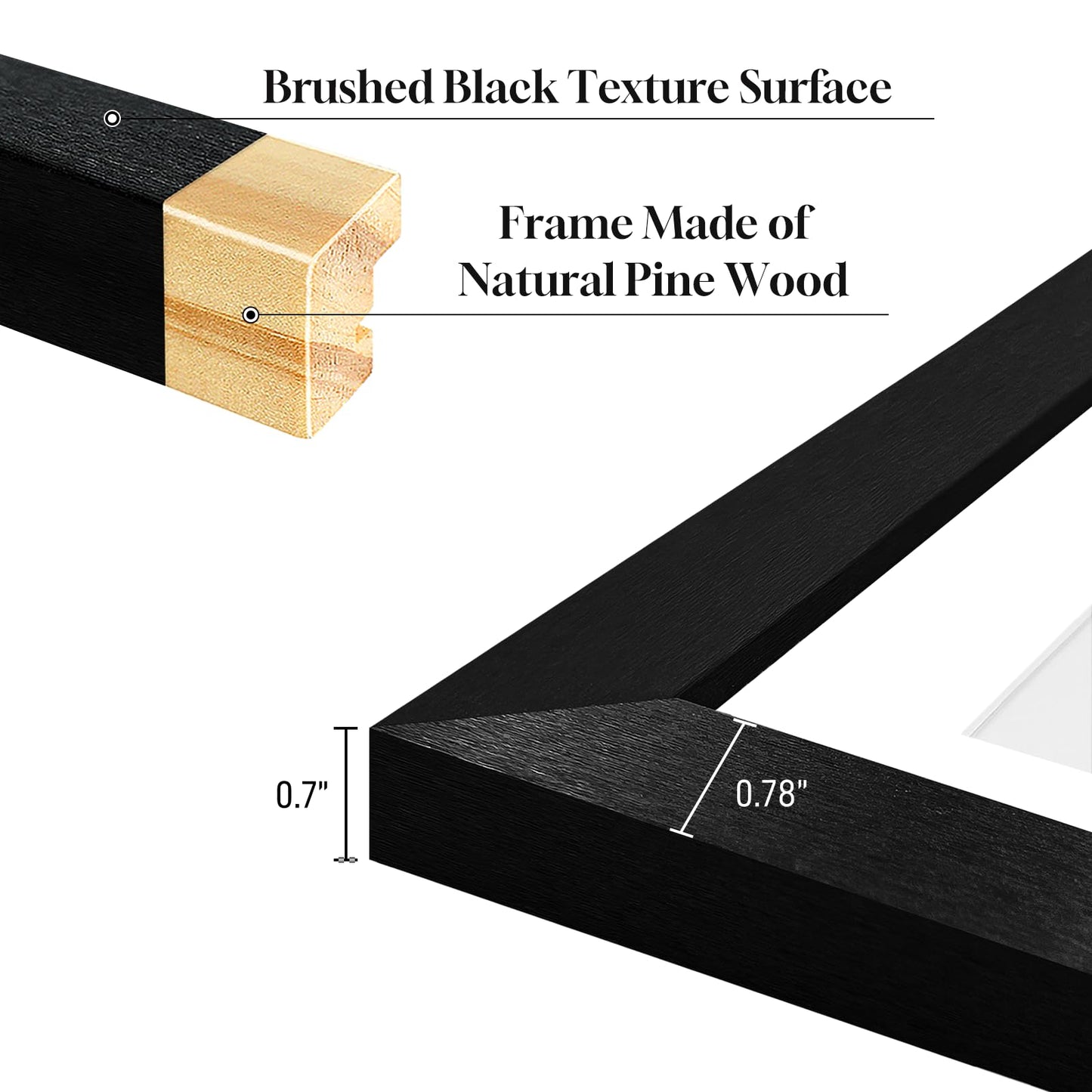 Lacopgr 4x6 Picture Frame Collage 7 Openings, 13.5"x15.5" Multi Photo Collage Frame 4"x6" Gallery Wall Decor Wooden, Black Frame with White Mat, Wood
