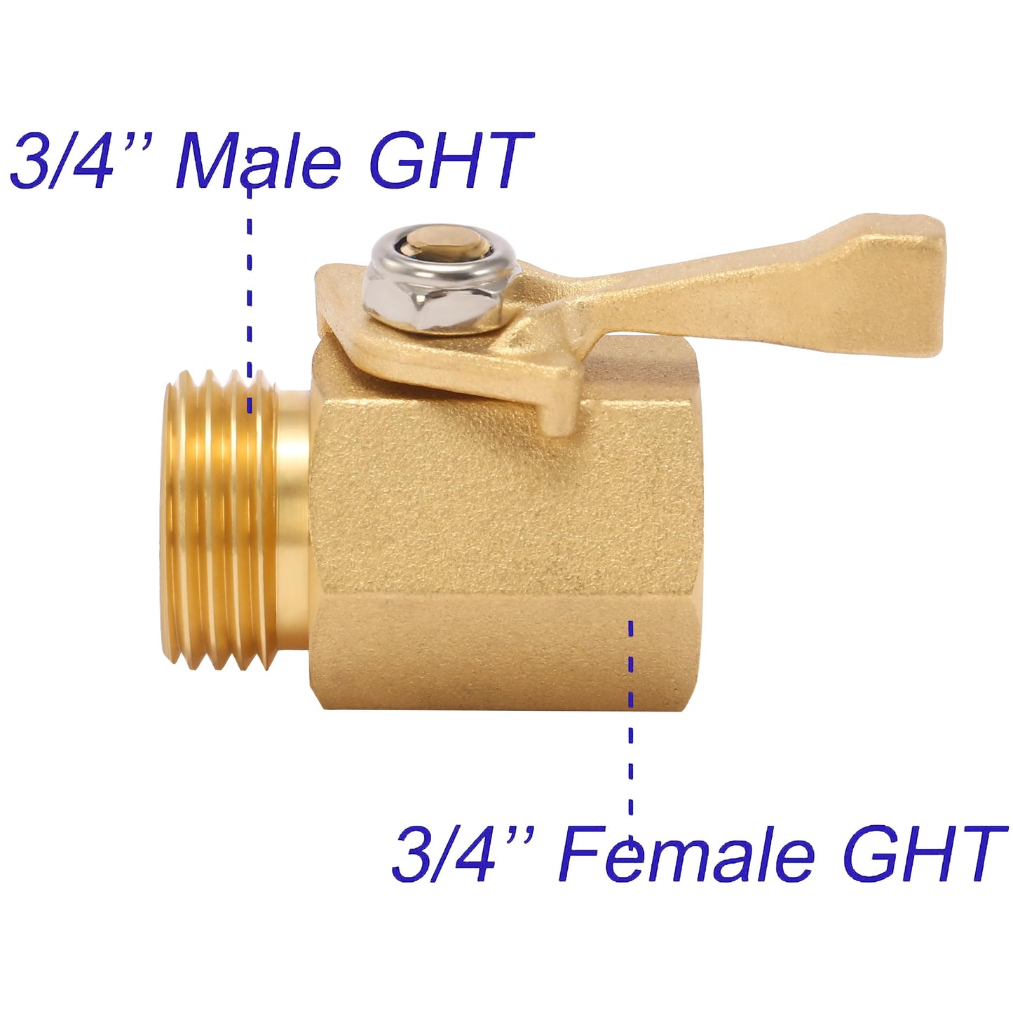 M MINGLE Heavy Duty Brass Garden Hose Shut Off Valve, 3/4 Inch, 2-Pack with 2 Hose Washers