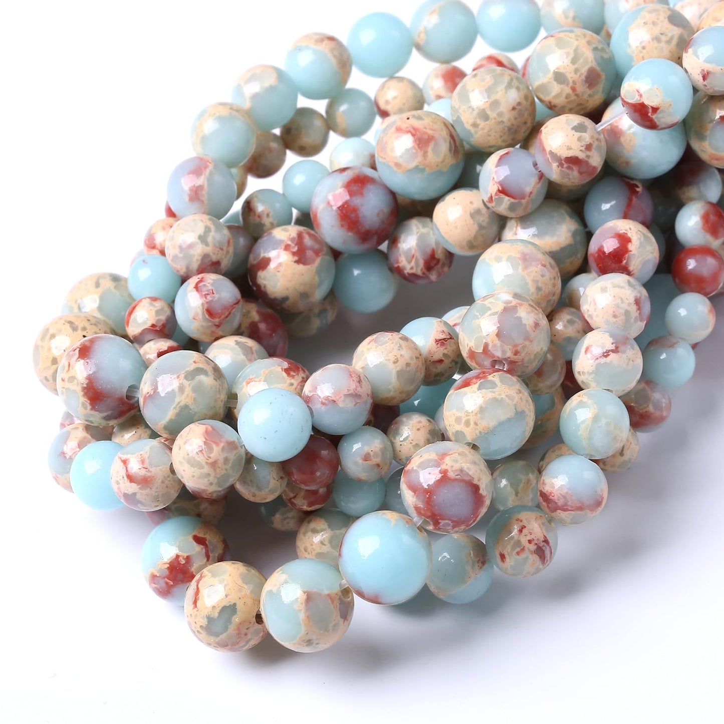 60PCS 6MM Natural Longevity Mountain Beads Round Loose Stone Beads for Jewelry Making DIY Energy Stone Healing Power Bracelet 15"