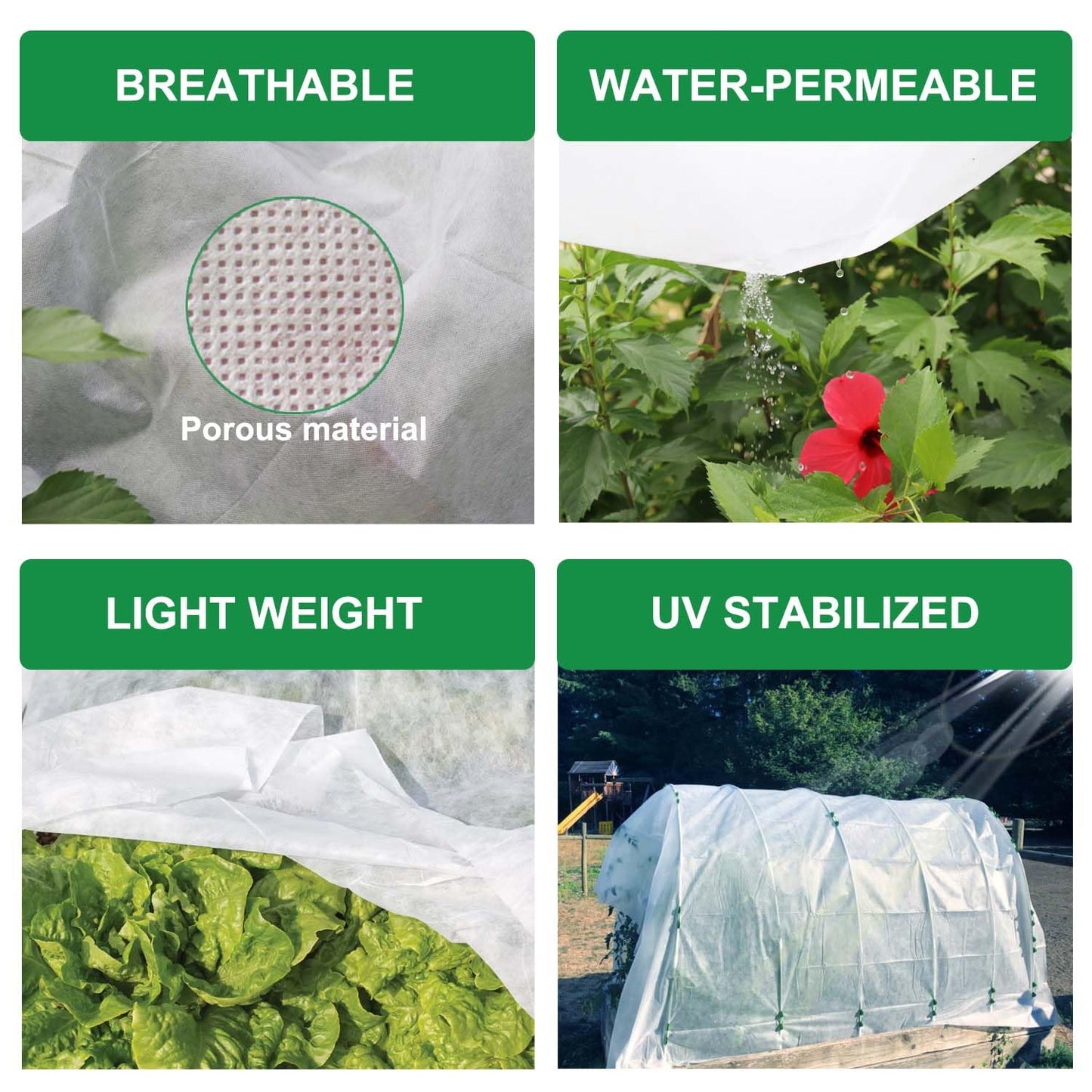 KLEWEE Plant Covers Freeze Protection 10 x 50 Ft, 1.05 oz/yd² Thicker Frost Cloth Plant Freeze Protection, Frost Blankets Covers for Outdoor Plants Winter Frost Protection, Garden Floating Row Covers