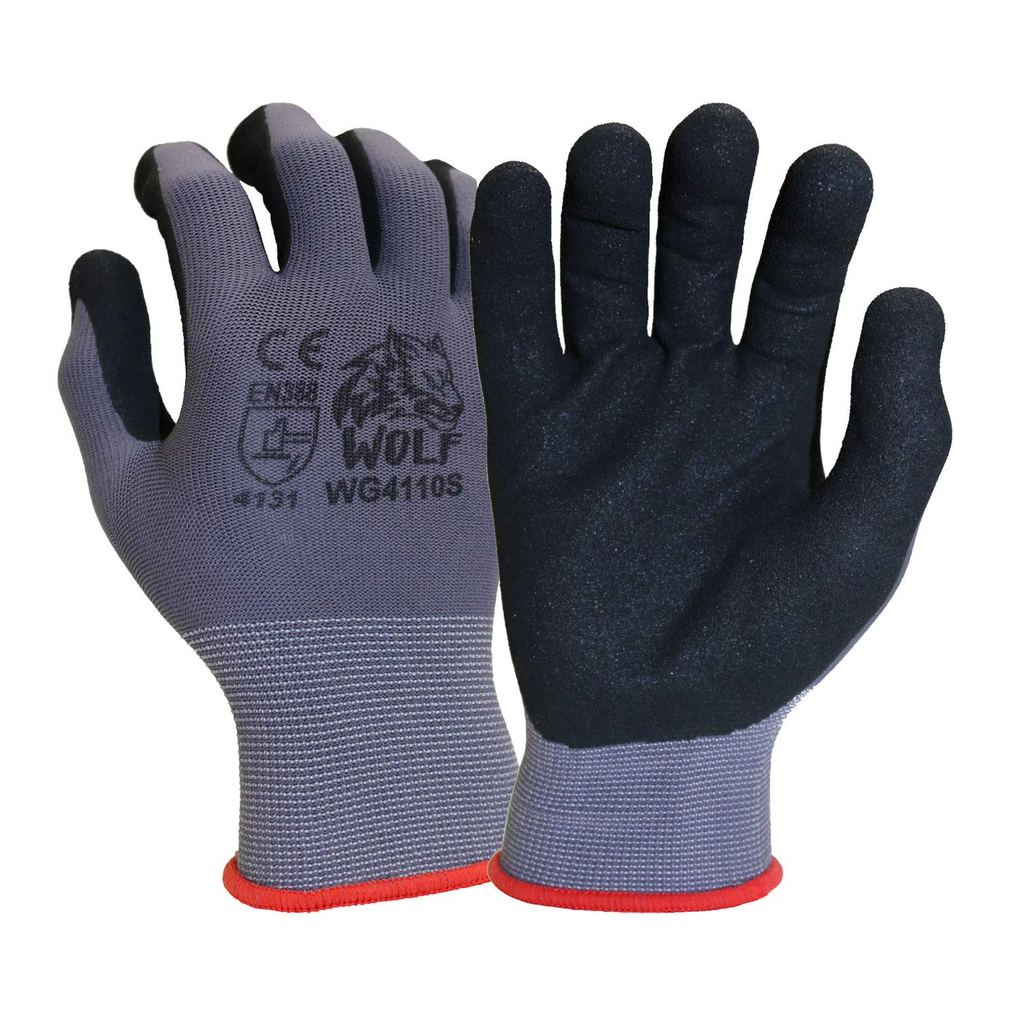 WOLF 13-gauge Ultra-Thin Nitrile Foam Coated Palm Grip Glove Multi-Purpose (12, Small)