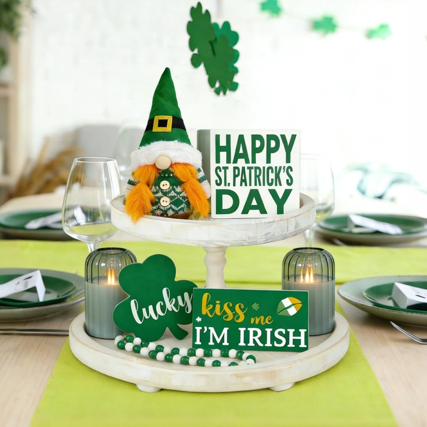 Lezonic Glass Flameless Candles Battery Operated with Remote, Dancing Flame LED Flickering Pillar Candles, Set of 4 Real Wax St. Patrick's Day Gift Fall Decorations for Home Room Decor (Pumpkin Green)