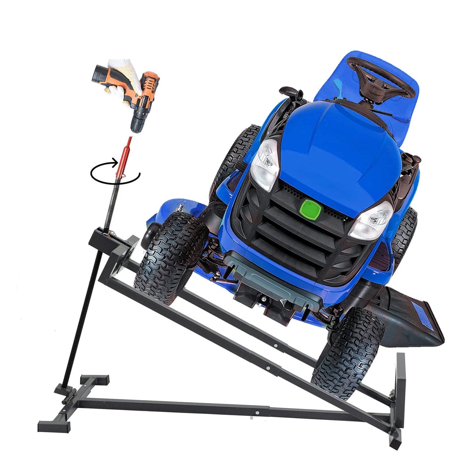 Lawn Mower Lift Jack -Lifting Platform 880 Lbs Capacity for Garden Tractors and Lawn Mowers with Manual Handle & Power Tool Extension Handle (Gray)