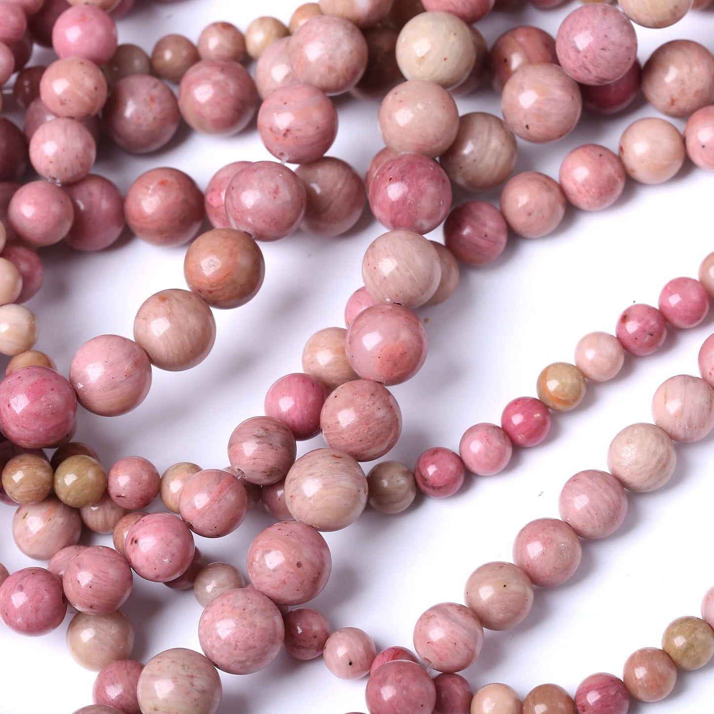 90PCS 4MM Rhodonite Beads Natural Gemstone Round Stone Beads for Jewelry Making DIY Energy Stone Healing Power Bracelet 15"