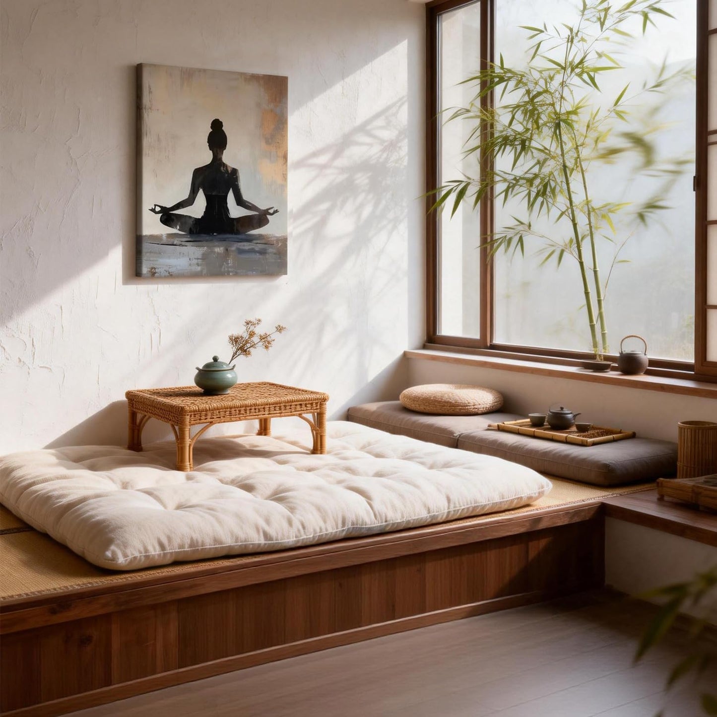 LYYGLYY Framed Yoga Canvas Wall Art, Zen Print Wall Art, Modern Minimalist Yoga Room Poster Artwork for Walls, Calm Mindfulness Wall Decor for Bedrooms, Living Rooms 12×16 Inches