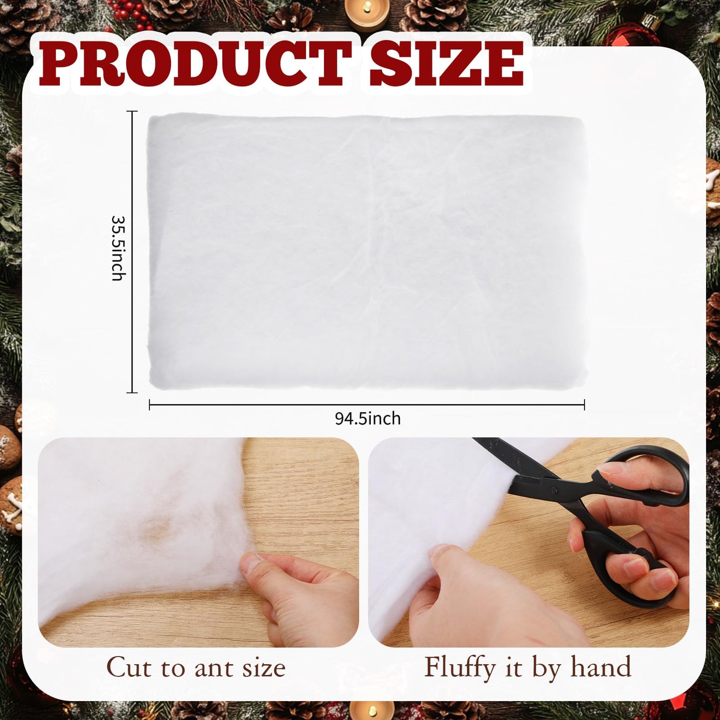 HunnmingRe 37 Pcs Christmas Tree Ornaments Set, 93 x 35 Inches Snow Blanket Roll and 36 Pcs White Glitter Plastic Snowflake Ornaments for Winter Tree Garland Village Decor