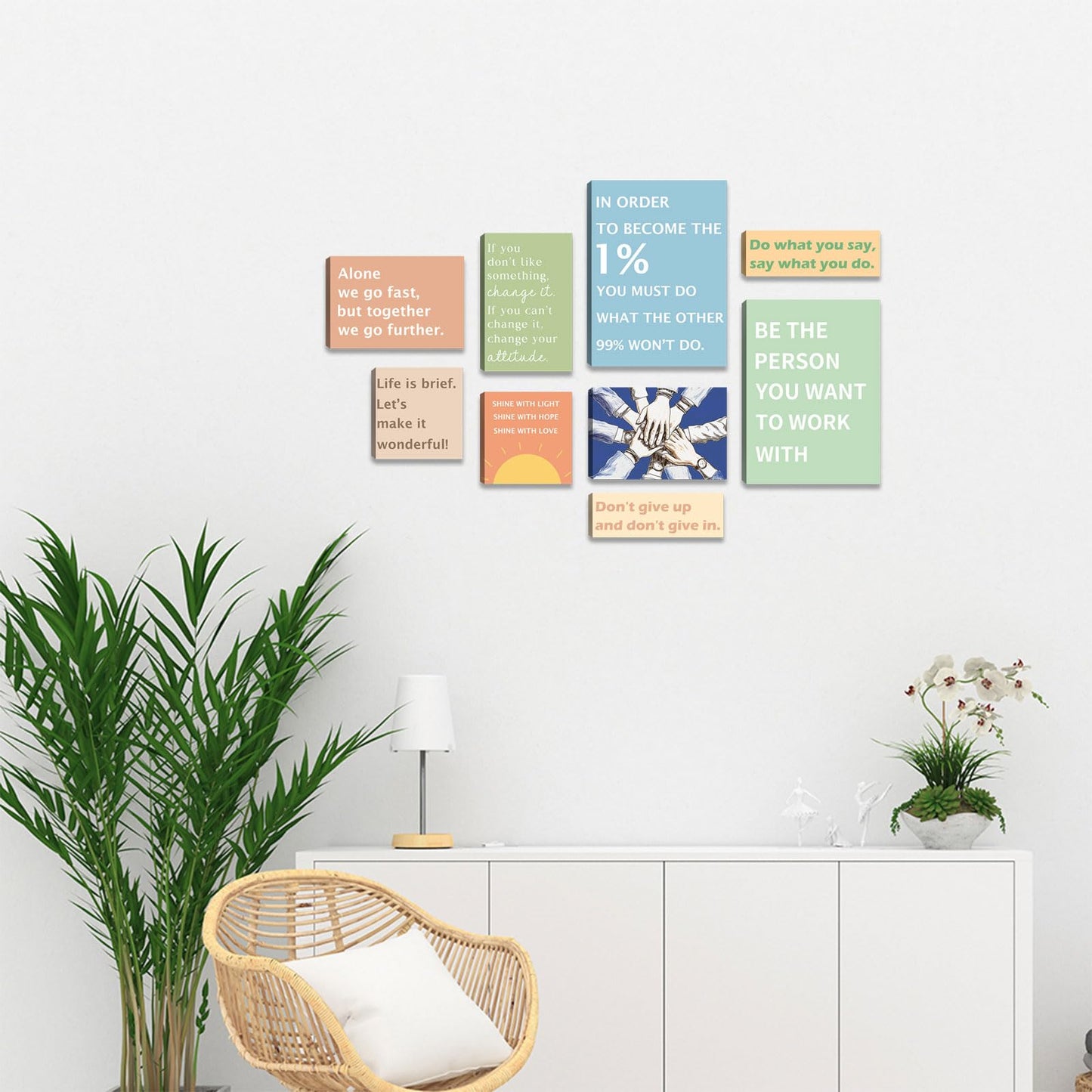 Halioyo Office Wall Art Set of 9, Motivational Canvas Prints for Workplace, Inspirational Teamwork Wall Decor with Positive Affirmations, Ready to Hang Print Poster