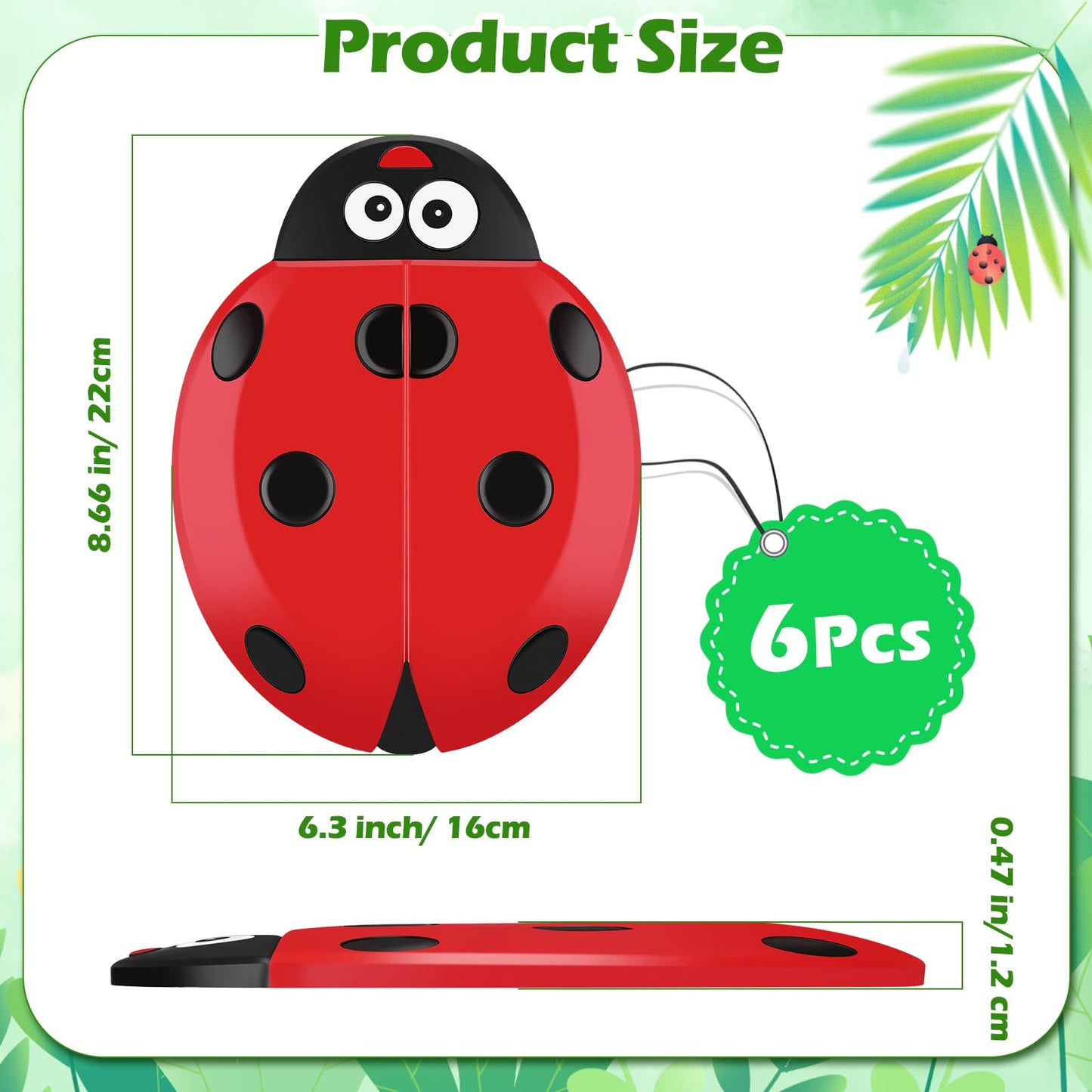 Landical 6 Pcs Ladybug Stepping Stone Garden Stepping Stones Walkway Decorative Stone for Garden Decor Outdoor Flower Beds Yard Decorations