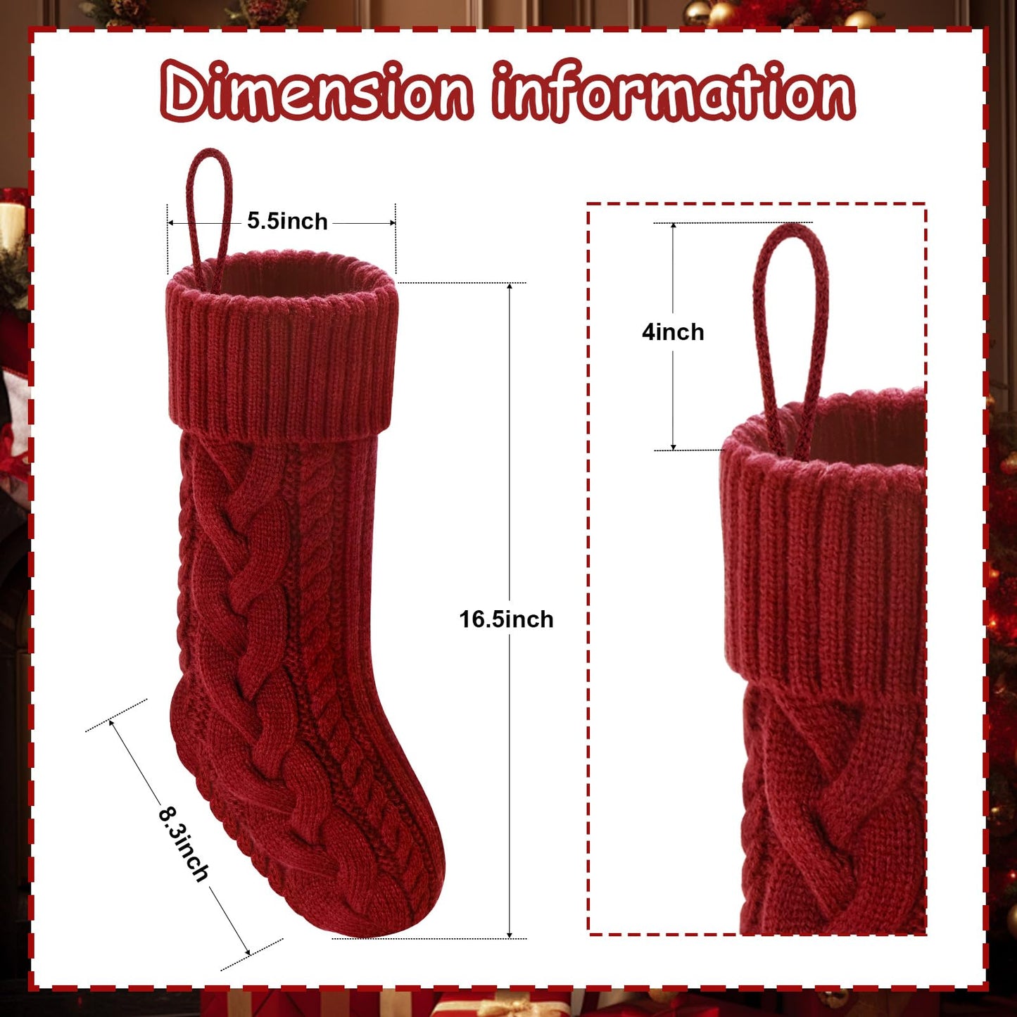Doitory Christmas Stockings 6 Pack 18 Inches Large Size Knitted Stocking Christmas Decorations for Family Holiday Party Decor