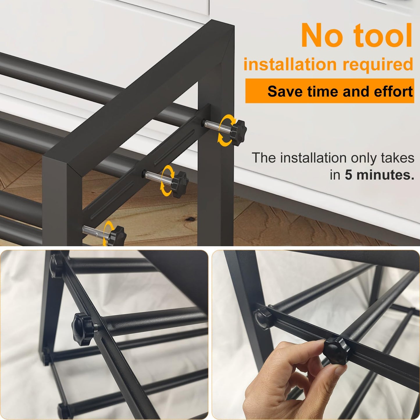 Detsuk 2-Tier Expandable Shoe Rack (17.5"-30.7") – Adjustable Heavy-Duty Metal Shoe Organizer Shelf for Closet, Entryway, Mudroom & Garage – Durable Freestanding Storage, Black