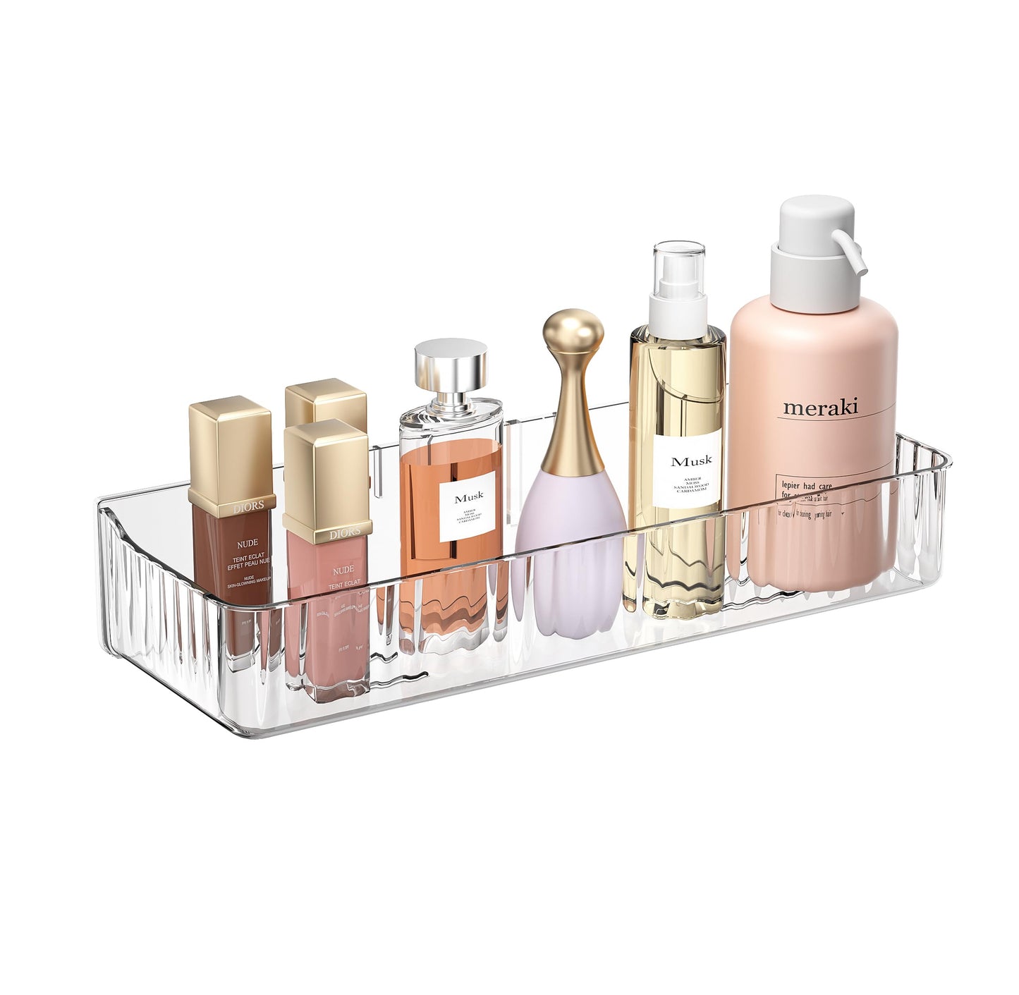 ZEXALOR Wall Mount Organizer for Kicthen, Bathroom, Dresser, Office, Pantry Storage and Organization - Clear Long Wall Basket Storage, Cabinet Door Organizer (13.9×4.7×2.8")
