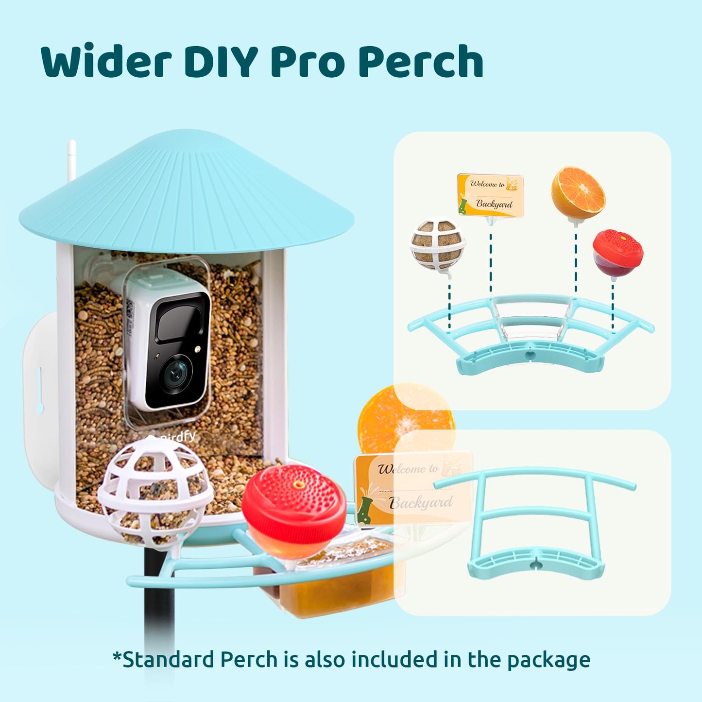 NETVUE by Birdfy Pro Smart Bird Feeder with Camera Solar Panel, Instant Arrival Alerts, Live Stream & Night Vision for Outdoors & Backyard Hummingbird, Cardinalis & Oriole Watching, Ideal Gifts, Blue