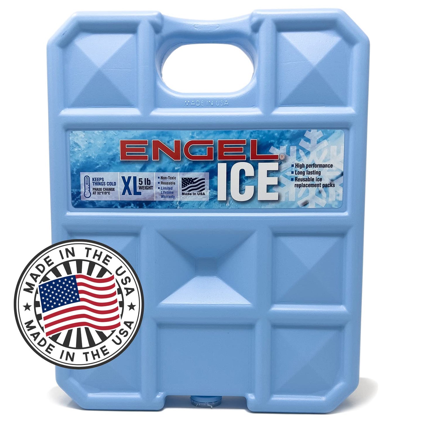ENGEL 5lb Reusable Ice Packs 32°F - Made in USA - Long-Lasting Cooler Packs for Camping, Fishing, Boating & Food Storage - Non-Toxic Safe Replacement for Regular Ice