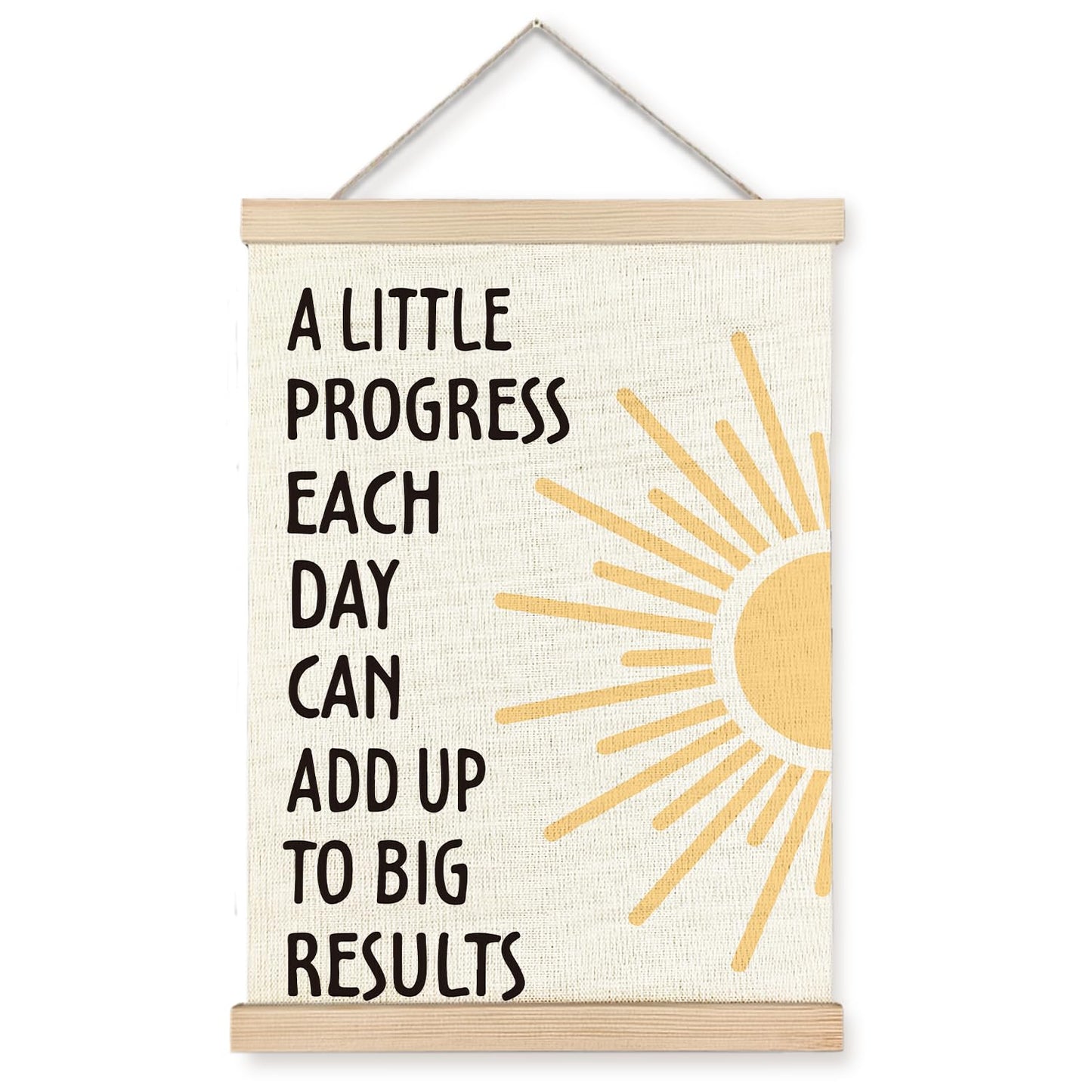 YTRGI Inspirational Mental Health Wall Art Decor, Motivational Home Office Decor, A Little Progress Each Day Can Add Up to Big Results Canvas Prints Framed Wall Art for Therapy Office, 12x16 Inch