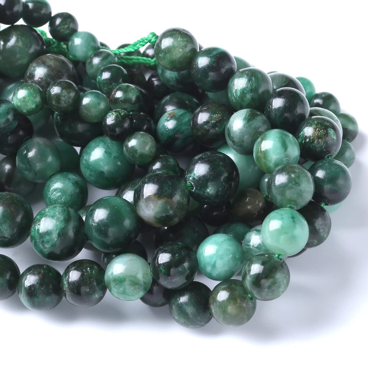 8mm 45pcs Natural Green Emerald Mica Crystal Gemstone Beads for Jewelry Making DIY Bracelet