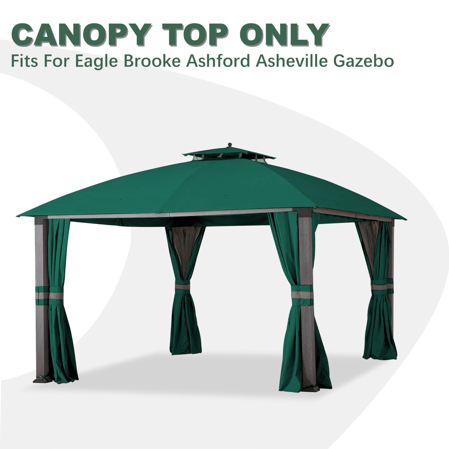 JANCANOPY 10X12 Replacement Gazebo Top for Eagle Brooke Gazebo Model A101007600, A101007603, A101007604, (Forest Green)
