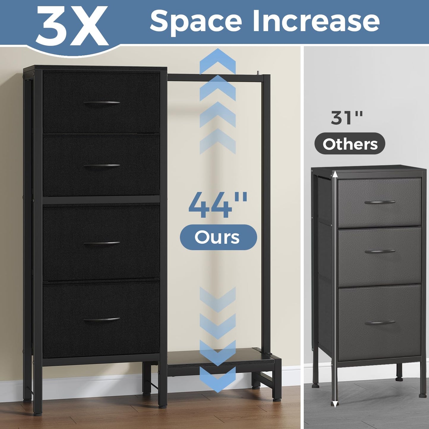 OLIXIS 4 in 1 Storage with Hanging Rack, Clothes Rack Shoes Rack, Bag Hook, Tall Storage Tower, Sturdy Frame for Bedroom Entryway Living Room Black