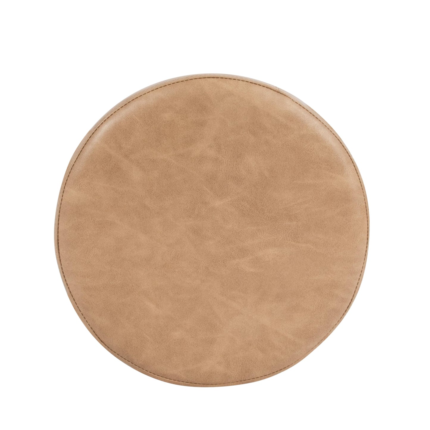 HomePop Faux Leather Organic ShapeOttoman (No Lid, Seat Only) | HomePop Home Décor | Round Pouf Foot Rest – Sand Faux Leather