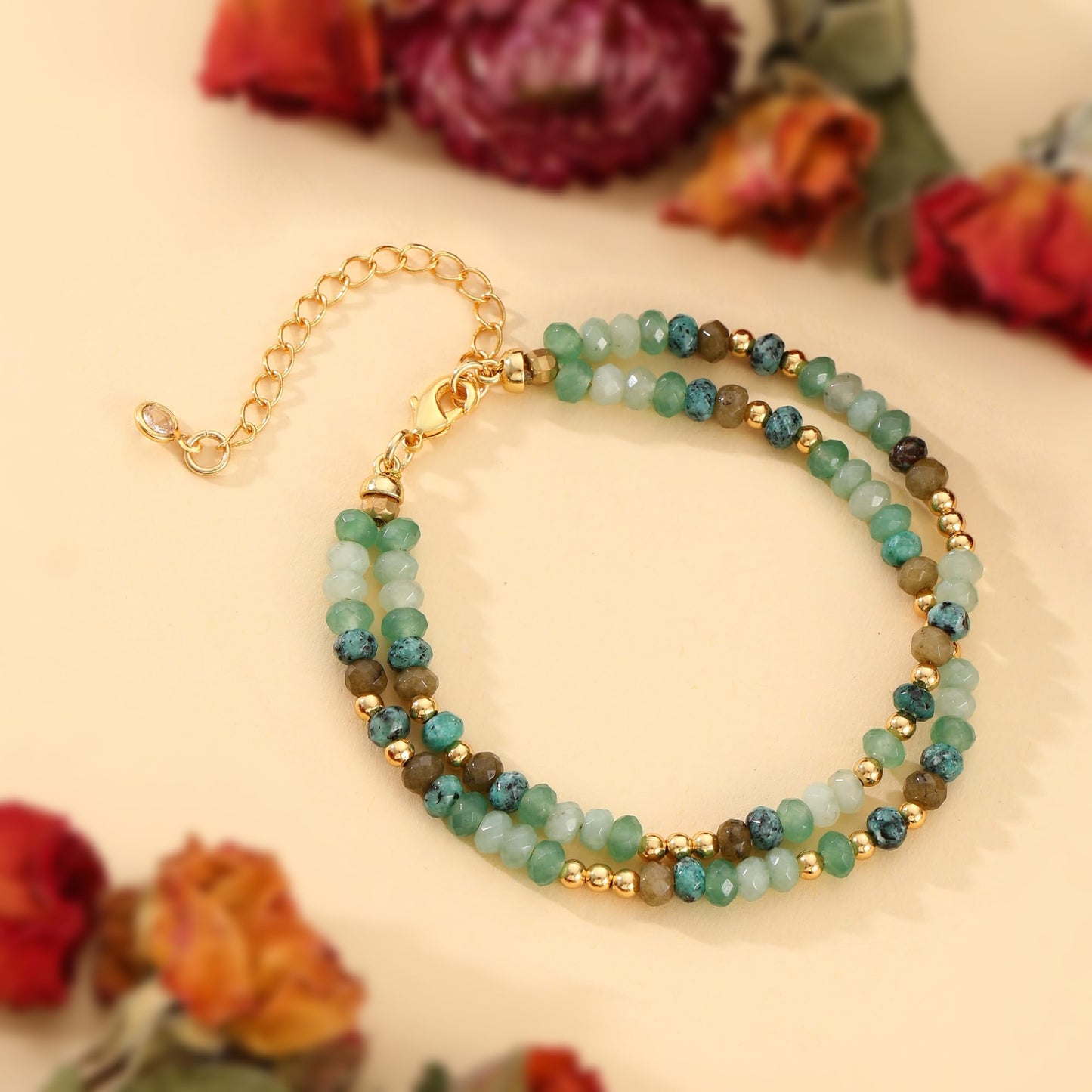 Nymerianoble Healing Crystals Green Bracelets for Women, Gemstone Bracelet Stress Relief Gifts Natural Stone Bracelet Spiritual Gifts for Women Gls Sister