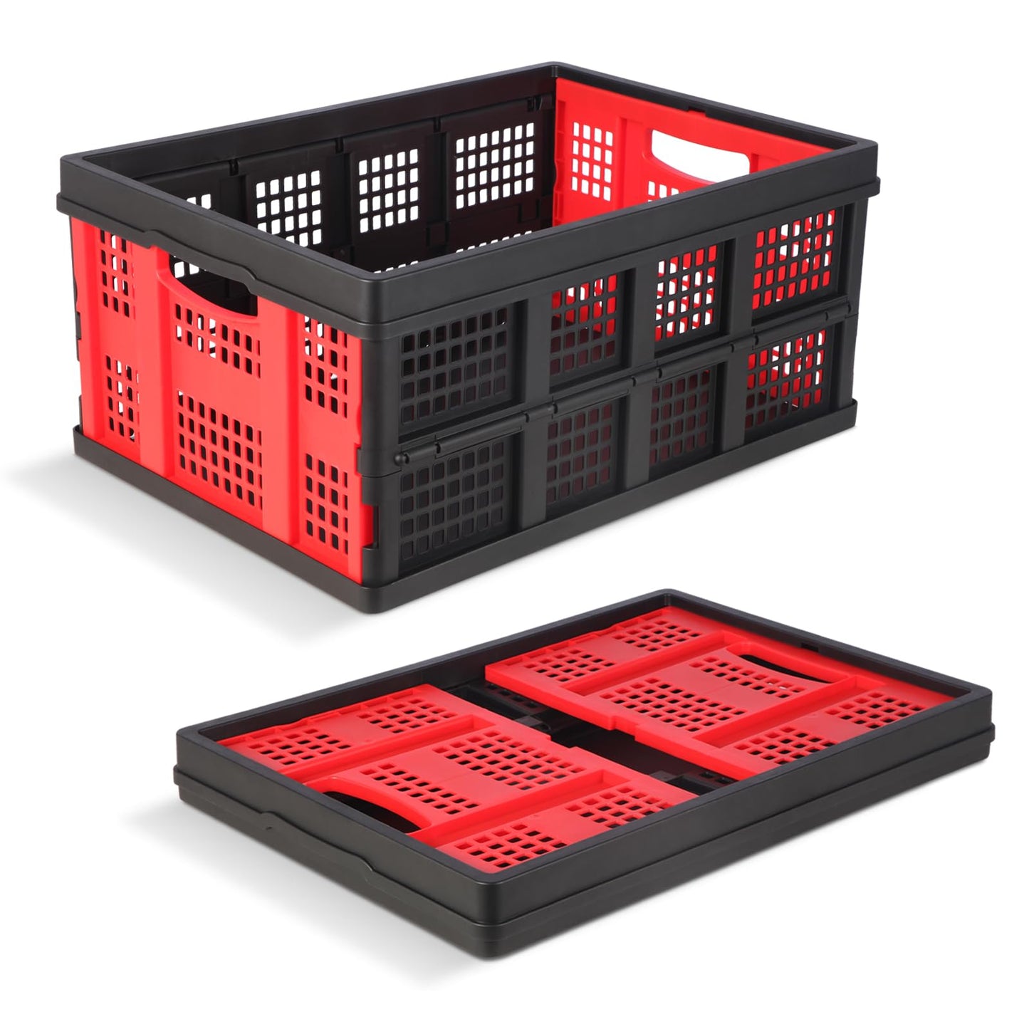 Shineyaplus 55L Collapsible Milk Crate for Storage, Plastic Crates 1 Pack, Collapsible 55lbs Heavy Duty Storage Crates for Home, Camping, Organizing