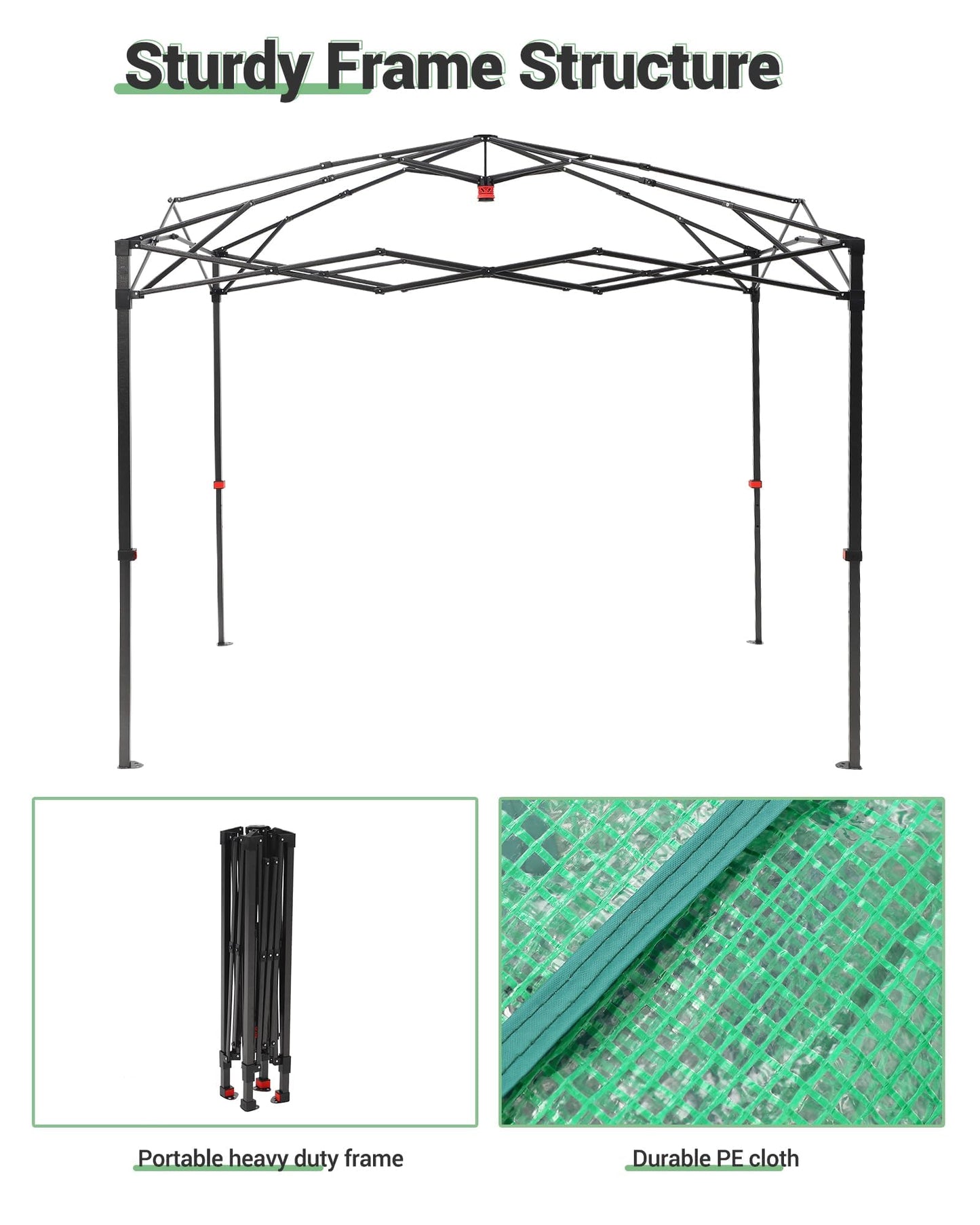 8x12 FT Pop-Up Greenhouse with Durable PE Cover, 96"x144" Large Grow Tent for All Seasons | Features Zippered Doors & Mesh Windows for Indoor/Outdoor Plants, Easy to Assemble (Green)