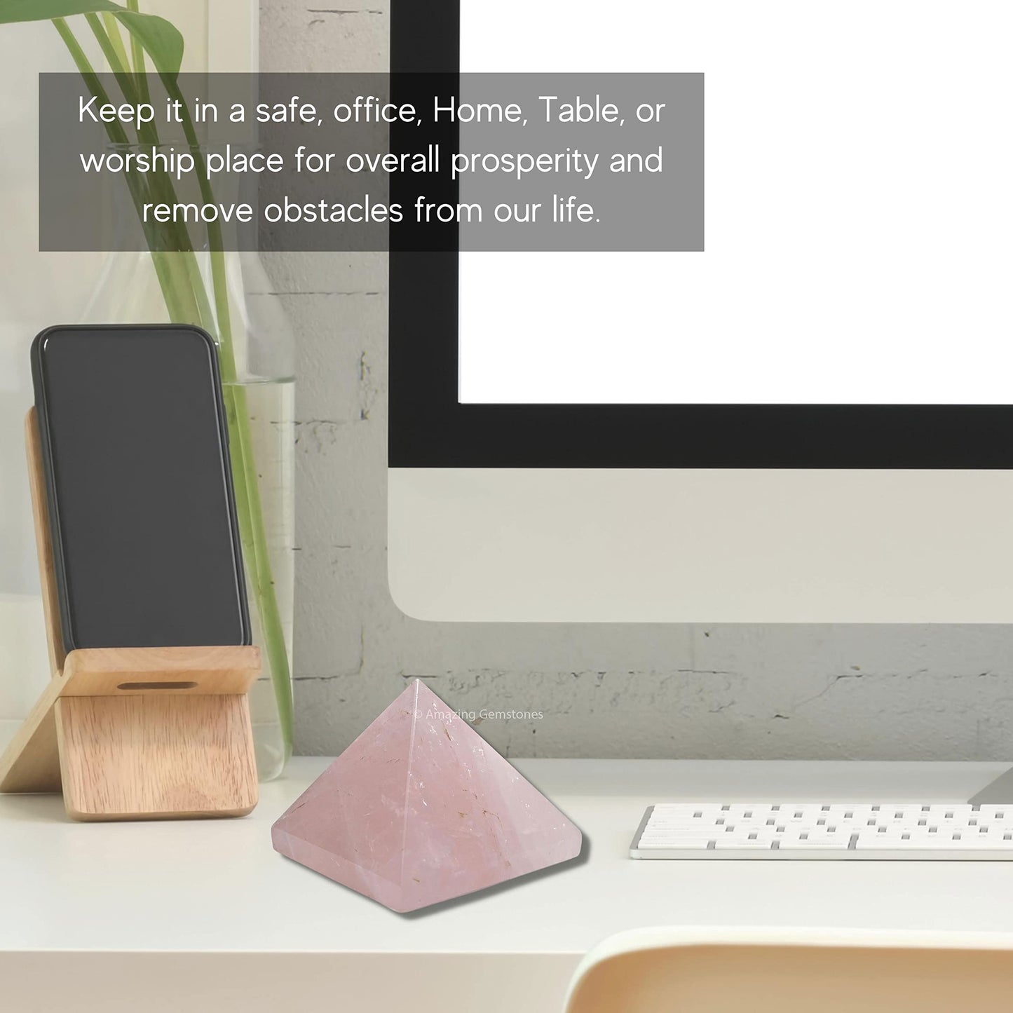 Amazing Gemstone Star Rose Quartz Pyramid Crystal Healing Stones - 2" Great Pyramid Figurine of Natural Stone Pyramid for Meditation, Reiki, Chakra Balancing and Crystal Pyramids Grid