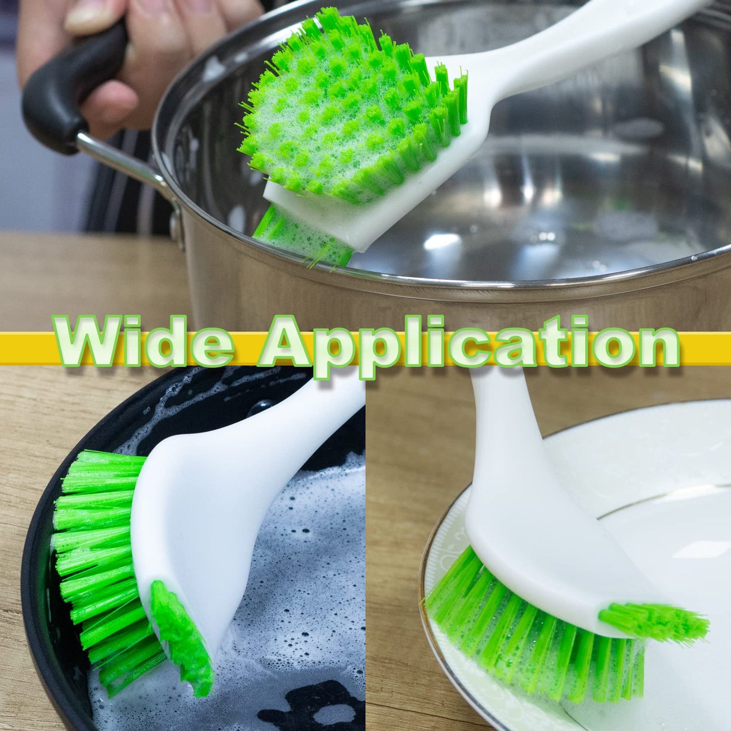 ITTAHO 3 Pack Dish Brush,Dish Scrub Brush, Kitchen Scrub Brush for Cleaning Dishes, Double Sided Bristles Scrubber Cleaner for Dishes,Sink,Pots,Pans,Bathroom Shower,Tile,Tubs