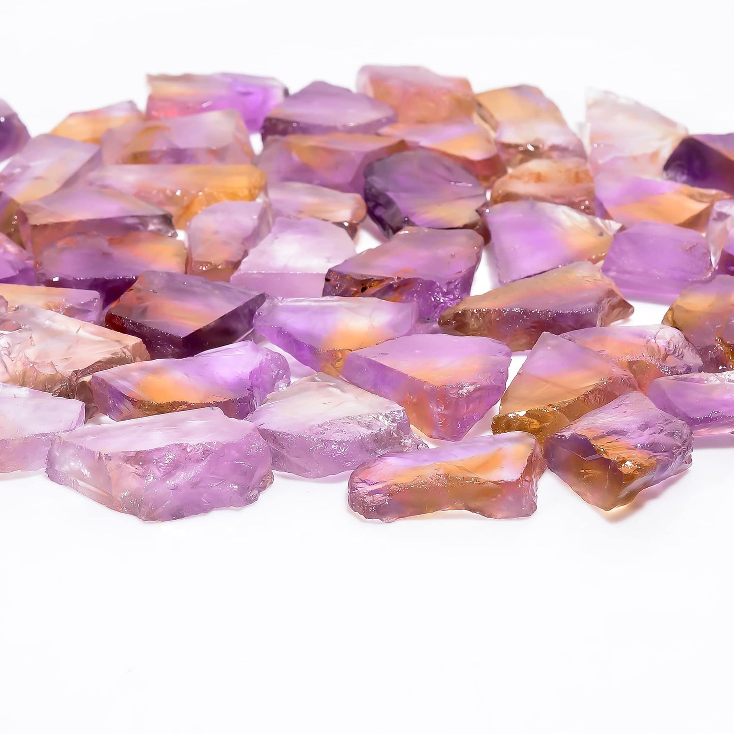 Natural Ametrine Raw Slice Gemstone- Healing Crystals for DIY Jewelry Making -Loose Natural Cabochon -Perfect for Crafting Unique Jewelry Designs (5 pcs, 25-35 mm)