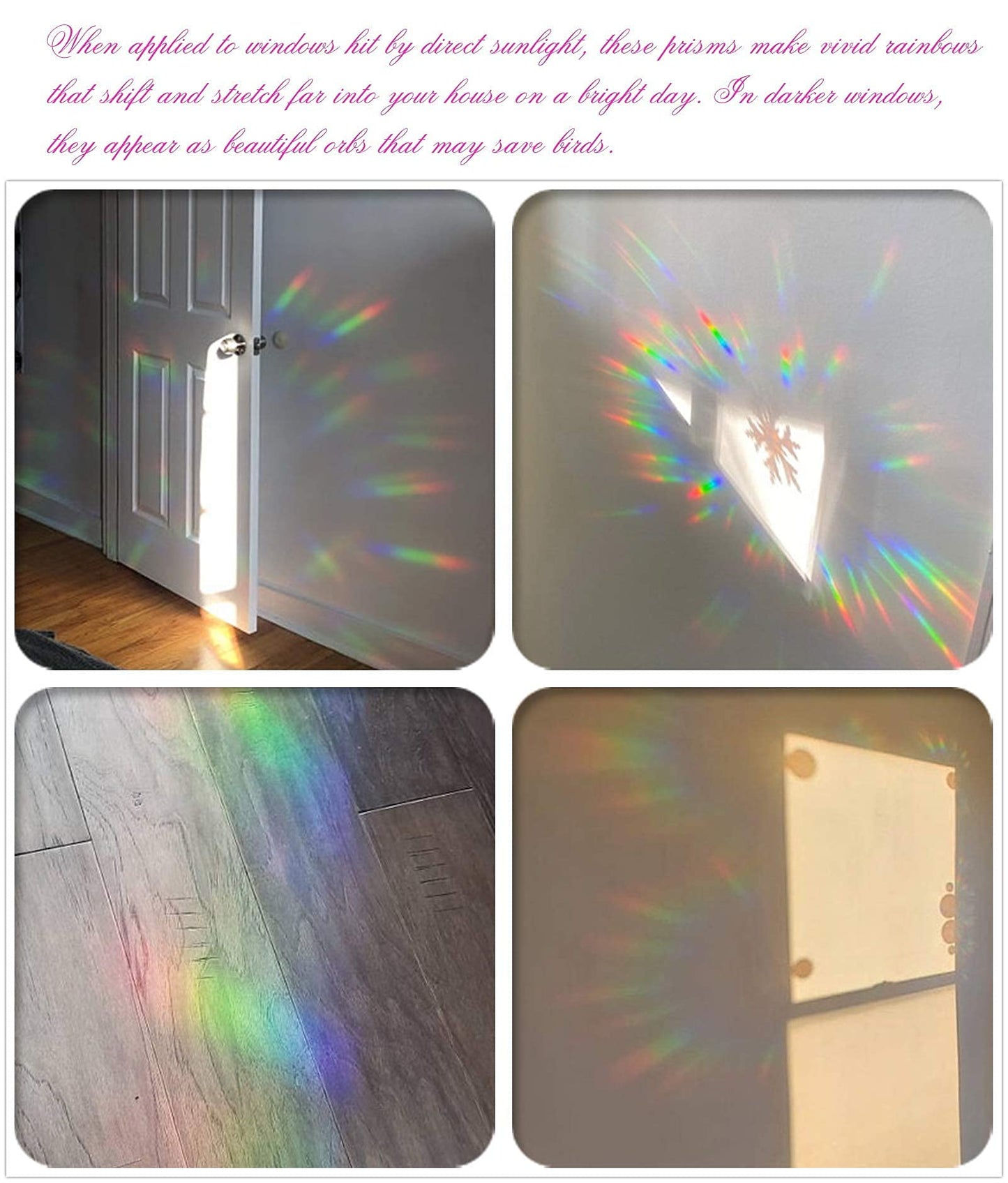 Window Decals for Glass Windows,Anti-Collision Clings to Save Birds from Window Collisions,Non Adhesive Prismatic Window Clings, Rainbow Stickers,Christmas Snowflake Window Clings,(28pcs)
