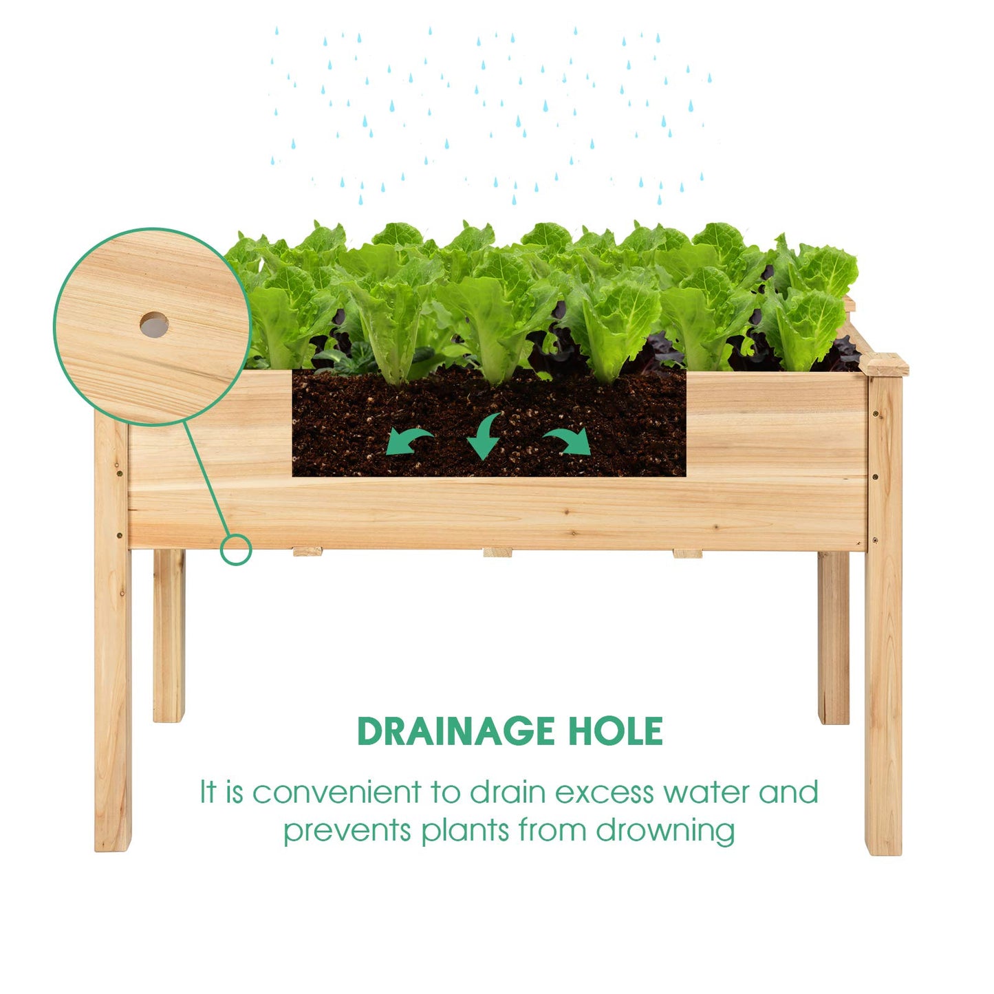 S AFSTAR Raised Garden Bed, Elevated Wooden Planter Box, 49.5”L x 23.5”W x 30”H, Outdoor Gardening Planting Bed for Vegetables, Flowers & Herbs Grow, Great for Backyard Patio Lawn (Natural)