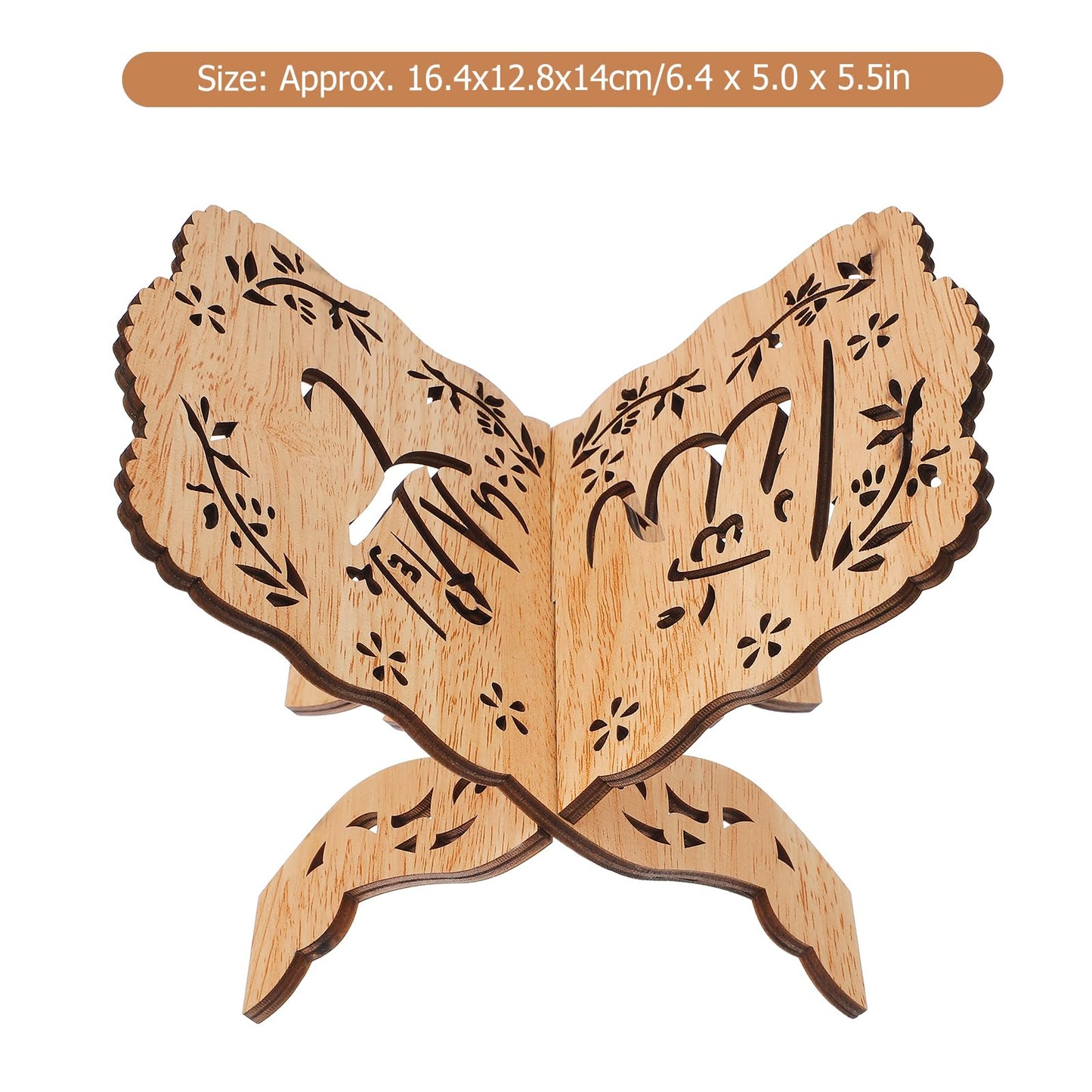 Amosfun Wooden Quran Holder Bible Stand Prayer Book Display Reading Stand - Folding Book Holder Eid Party Reading 6.5x5.5x5.0 Inch
