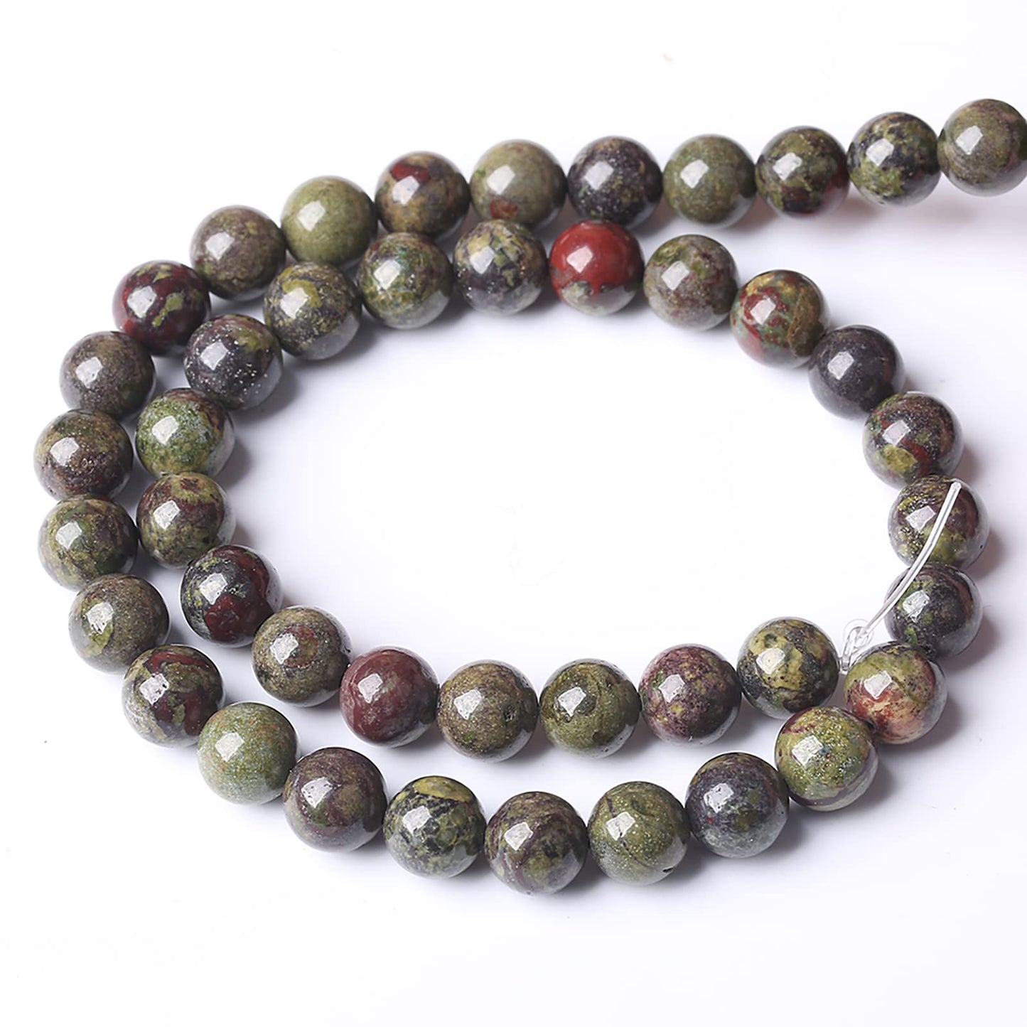 90PCS 8mm Natural Dragon Blood Jasper Beads Round Loose Energy Healing Stone Beads for Jewelry Making DIY Bracelet 32" 2 Strands