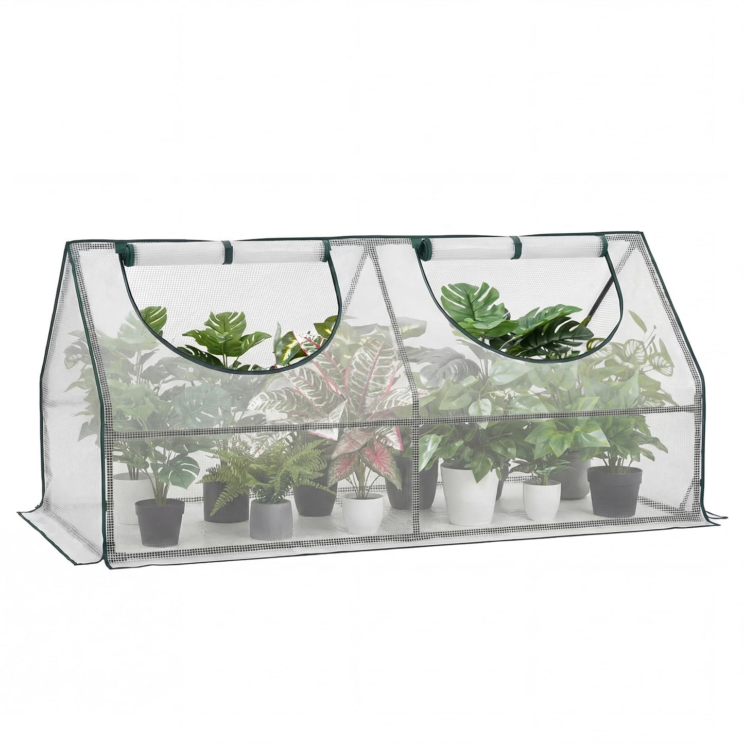 Gentingbro 71“Lx36 Wx34 H Mini Greenhouses Outdoors with Zippered Doors & Roll-up Windows Portable Quick-Setup Small Green House Waterproof UV Protected PE Cover Shelter for Garden Plants