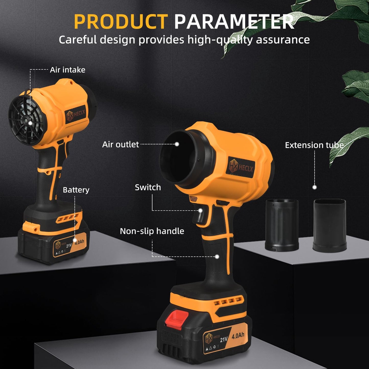 Leaf Blower Cordless, Handheld Leaf Blower with Battery and Charger, Handheld Leaves Blower Dryer Air Blowers for Patio Cleaning, Orange