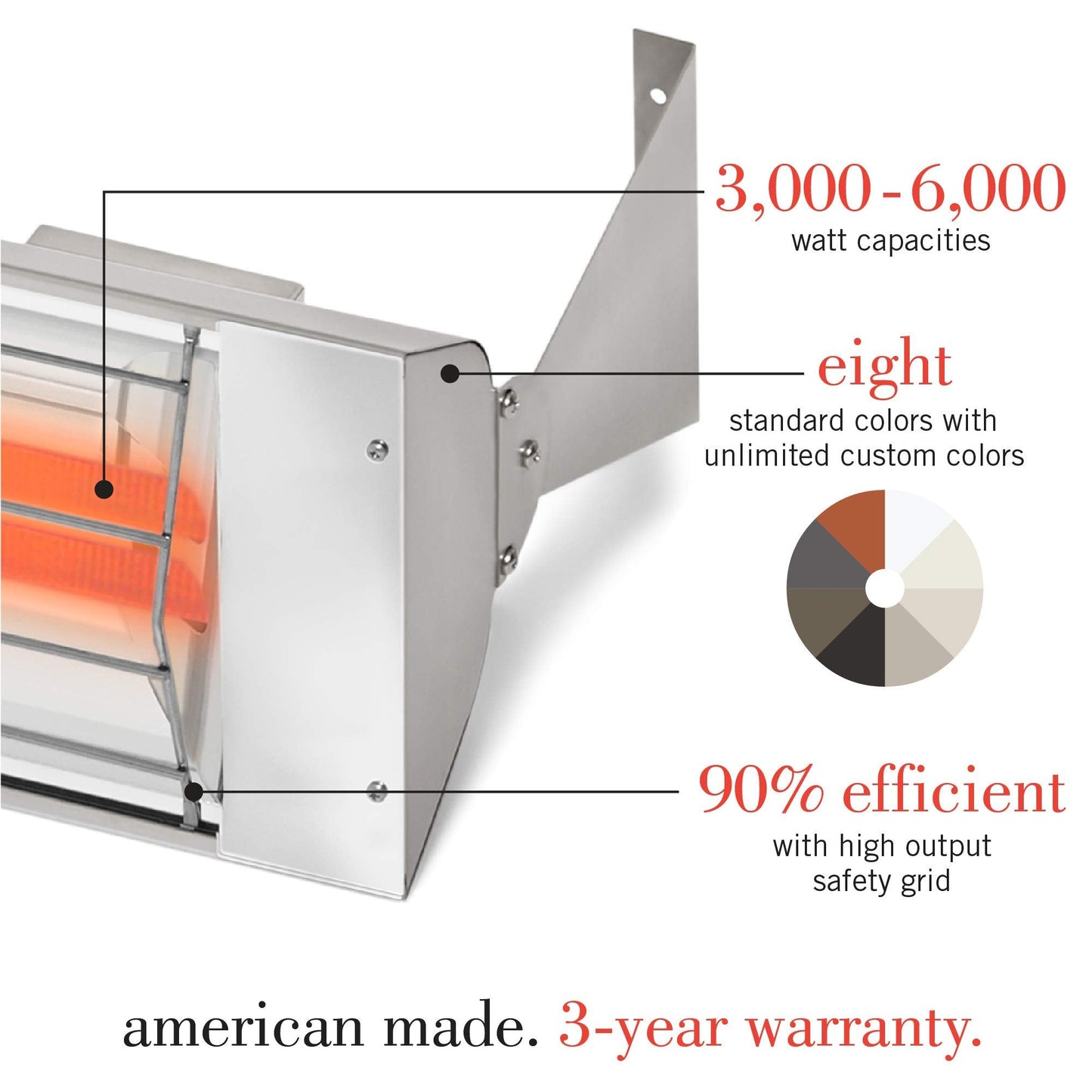 Infratech WD-6024 SS Stainless Steel Fixture Dual Element Electric Patio Heater 6000 Watt 240 Volt 61.25" Long