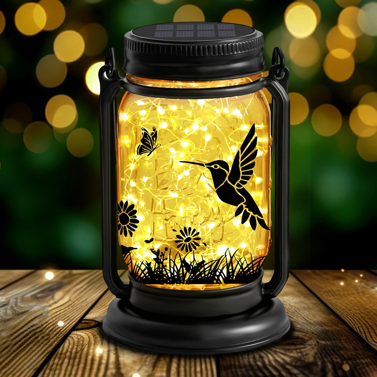 YJFWAL Hummingbird Solar Lanterns Outdoor Waterproof - Mothers Day Gifts for Women Mom Grandma Birthday, Mason Jar Garden Lights for Patio, Yard, Porch, Balcony, Garden Decor