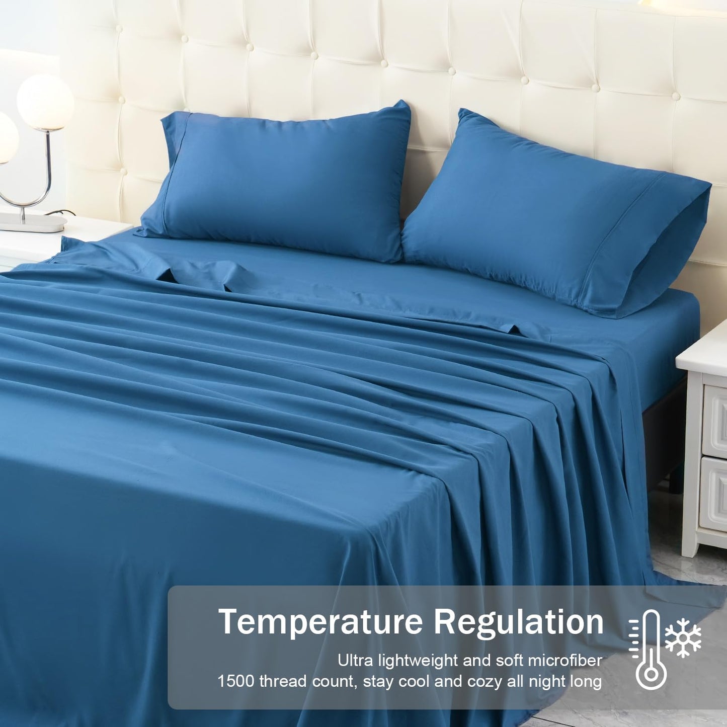 MICORAL Twin Bed Sheets Set, Soft Breathable Bedding Sheet Set, Sheets Set with 16" Deep Pocket Design (3 Pieces, Twin, Royal Blue)