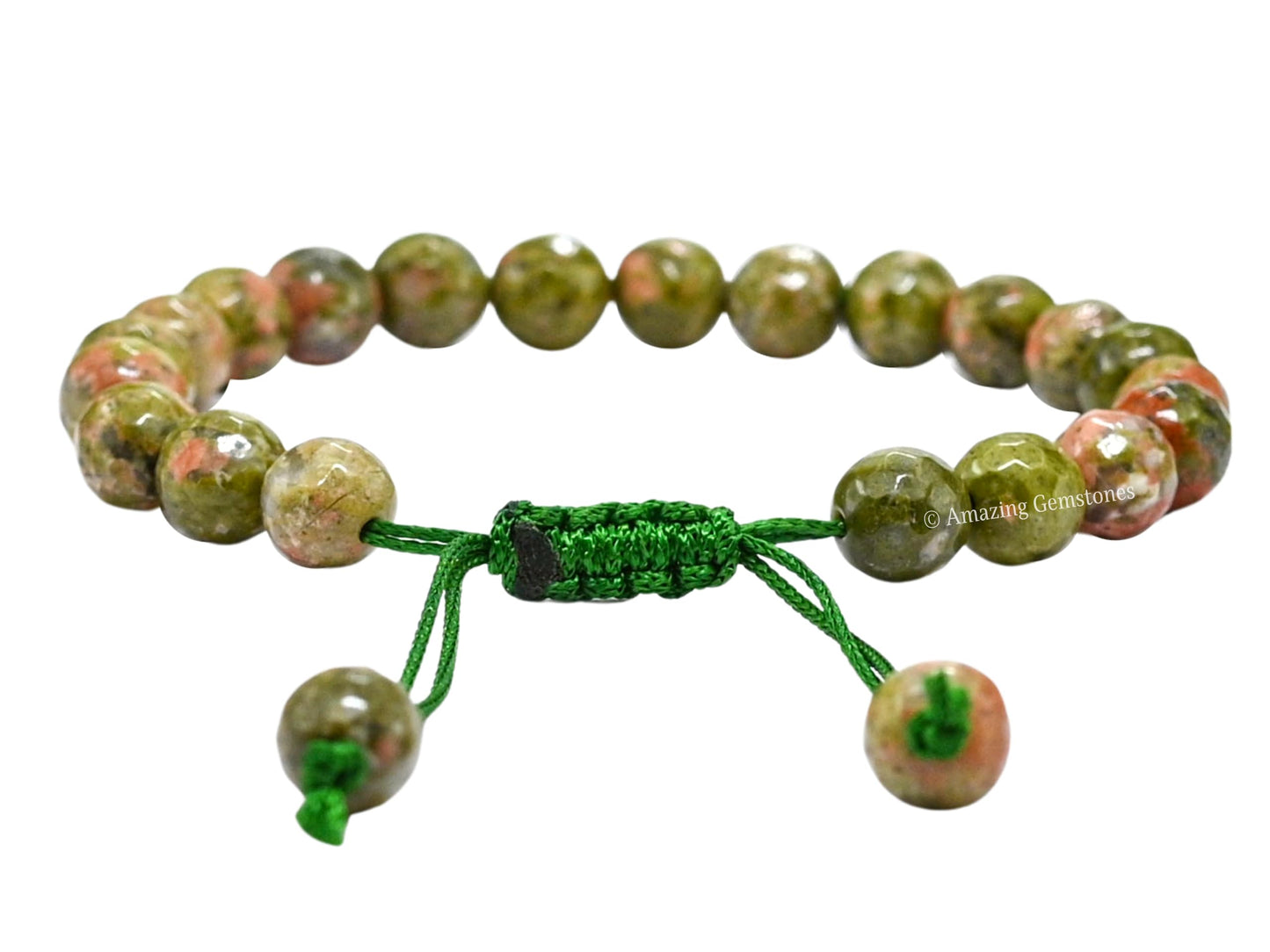 Amazing Gemstone Unakite Bracelet for Women - Chakra Mens Bracelet Protection Crystals and Healing Stones - Blessing Spiritual Meditation Stocking Stuffers (Faceted Beaded Bracelet, Adjustable)