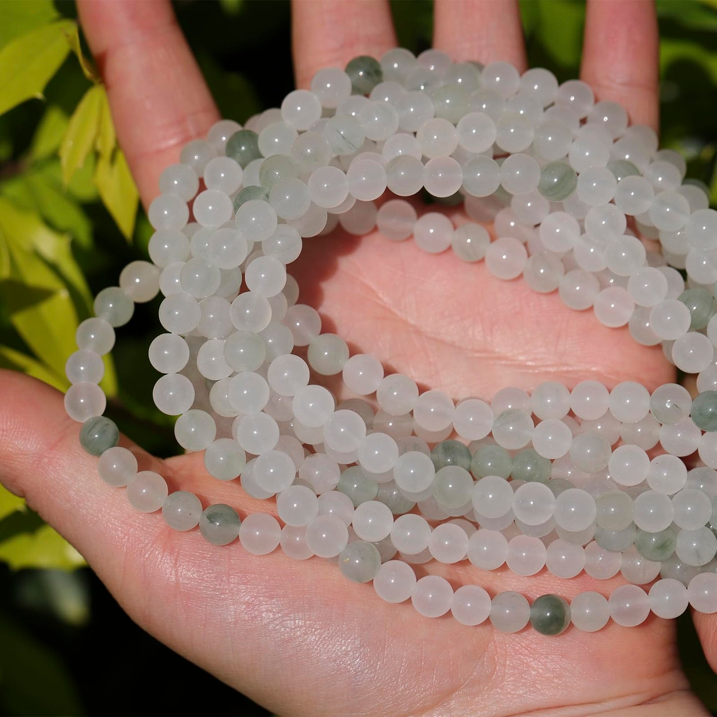 6mm Natural Stone Beads 65pcs White Jade Jasper Polished Round Smooth Crystal Loose Gemstone Beads for Jewelry Making DIY Bracelet Necklace Earring Crafts Supplies