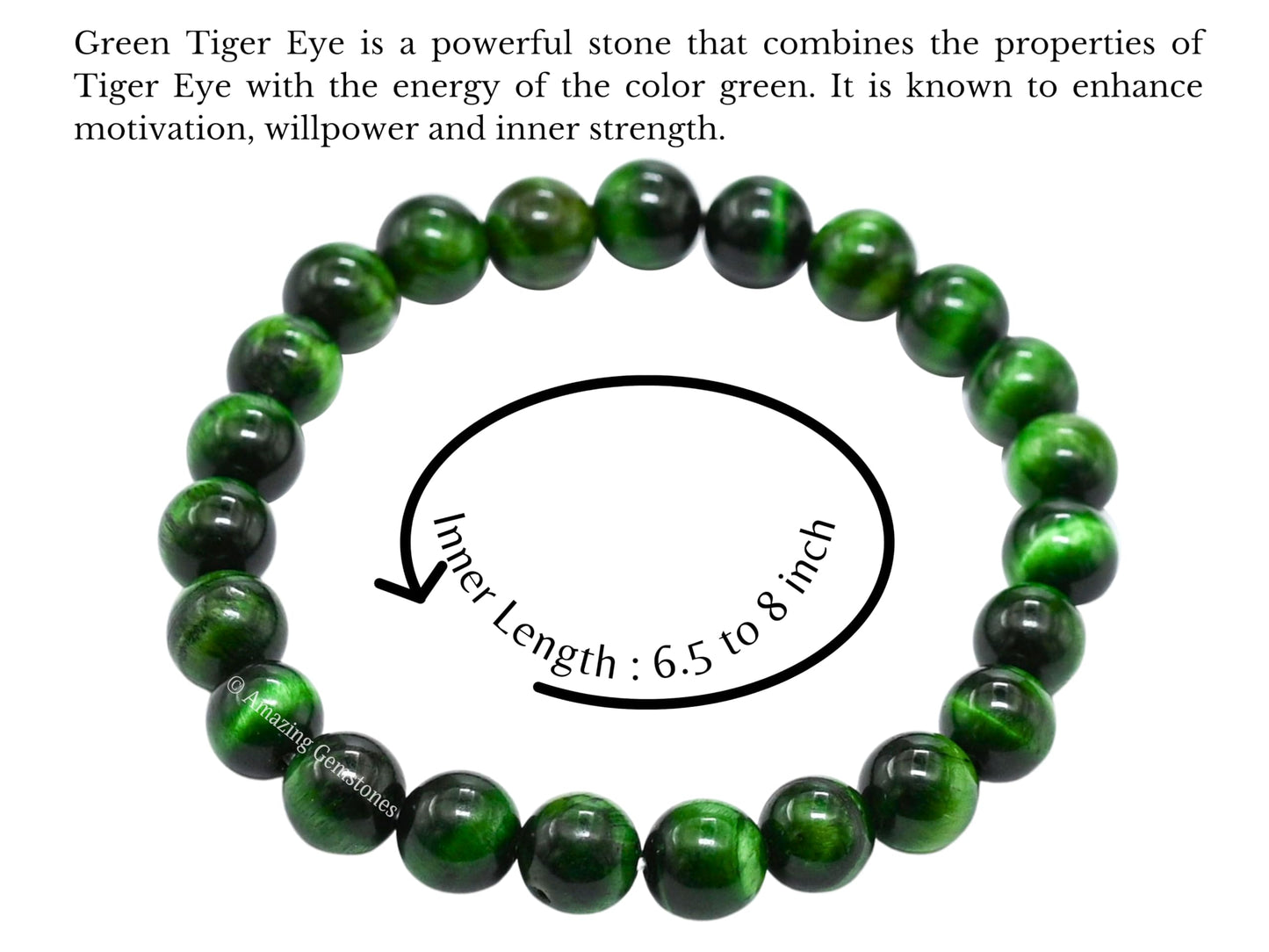 Amazing Gemstone Crystal Bracelet for Women Men's Gifts - Protection Healing Crystal Bracelet - 8mm Gemstone Beaded Stretchable Bracelet Pulseras Para Hombres Mujer Stocking Stuffers Mothers Day Gift (Green Tiger Eye)