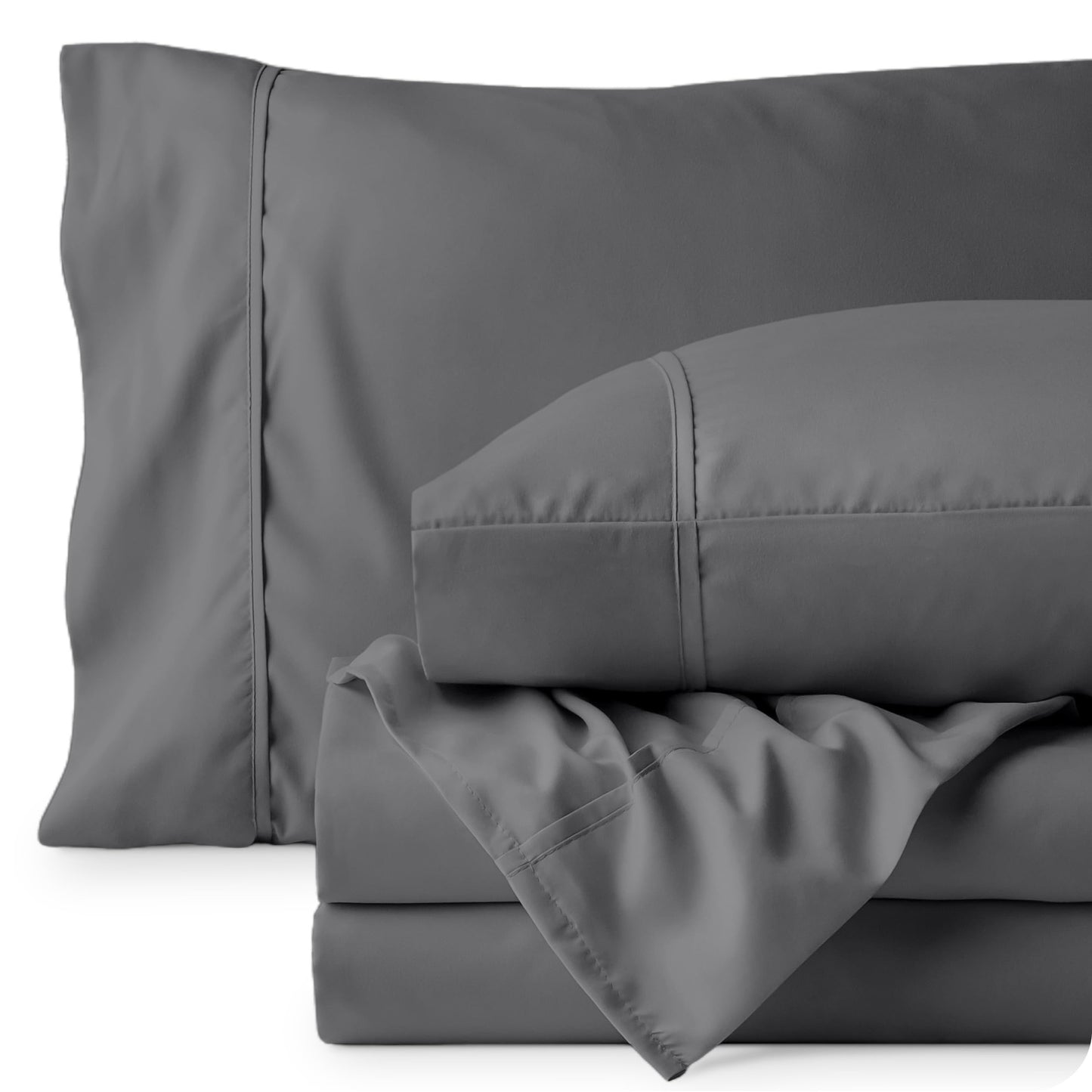 Bare Home Queen Sheet Set - 1800 Ultra-Soft Microfiber Queen Bed Sheets - Double Brushed - Deep Pockets - Easy Fit - 4 Piece Set - Bedding Sheets & Pillowcases (Queen, Grey)