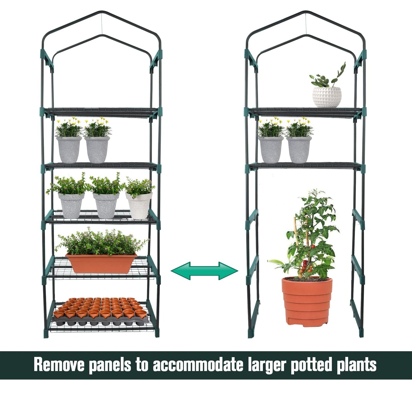 Worth Garden 5 Tier Mini Greenhouse - 75'' H x 27'' L x 19'' W - Sturdy Portable Gardening Shelves with Durable PE Cover w/ Roll-Up Zipper Door- Small Green House Indoor & Outdoor for Plants Flowers