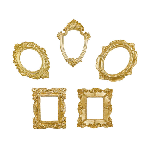 ERESGREAT Mini gold frames Mini frame Small Picture Frames Magnetic Picture Frames for Refrigerator Vintage Picture frames Antique Vintage gold frame Jewelry Display Photo Frame Christmas Decor(5pcs，Gold)