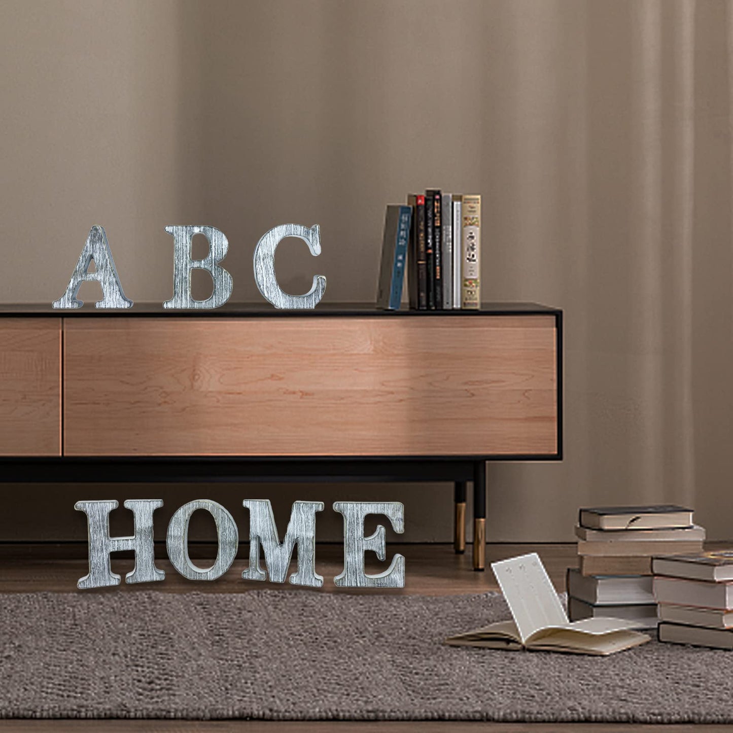 WOODOUNAI 4 Inch Wood Letters Unfinished Rustic Wood Letters for Wall Decor Decorative Standing Letters Slices Sign Board Decoration for Craft Home Party Projects (Z)